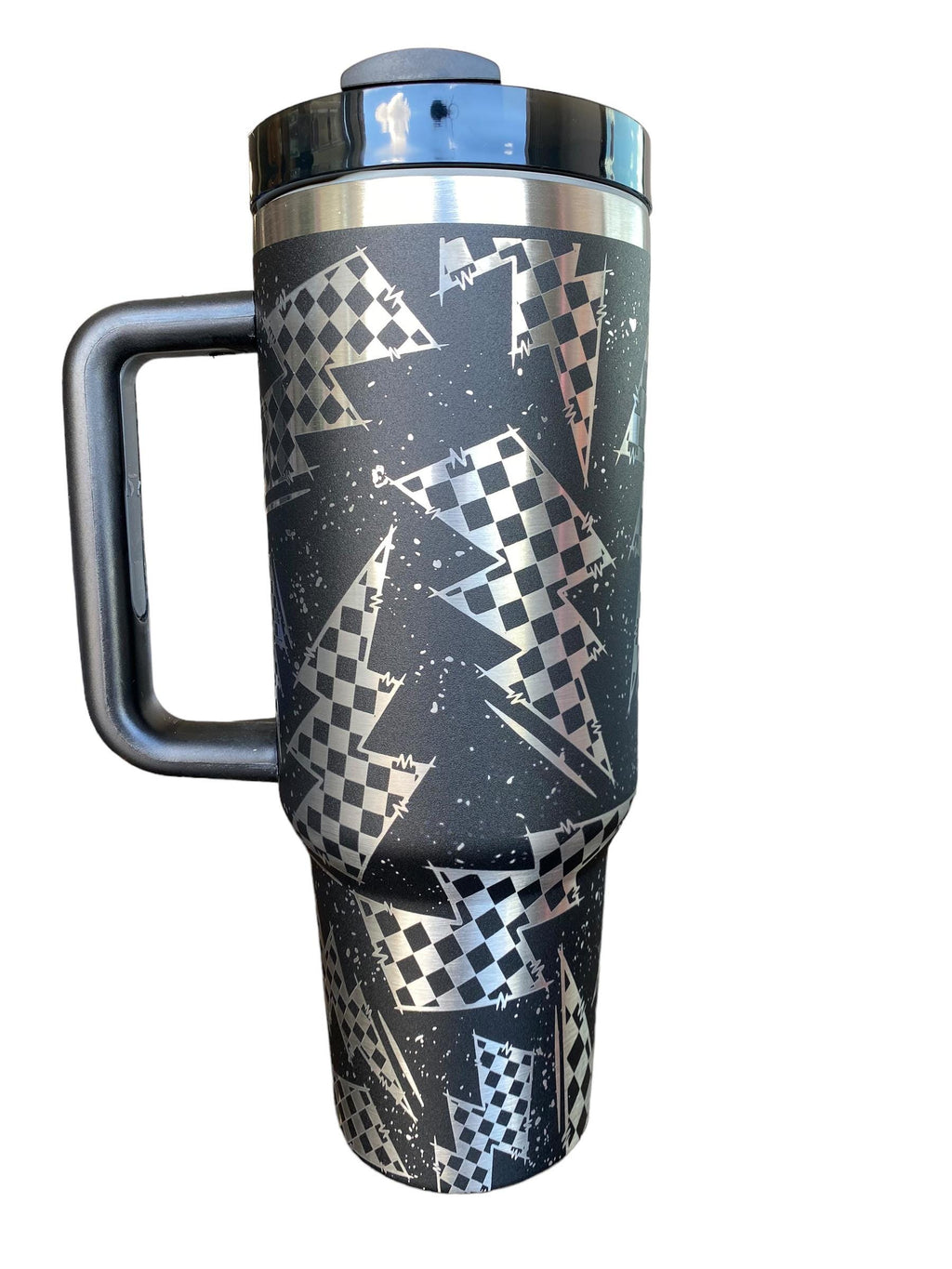 Checkered Flag Lightning Bolt Cup - Race Life Tumbler - Racing Cup - Personalized Race Tumbler Car Truck Checkered Flag Dirt Track Motocross