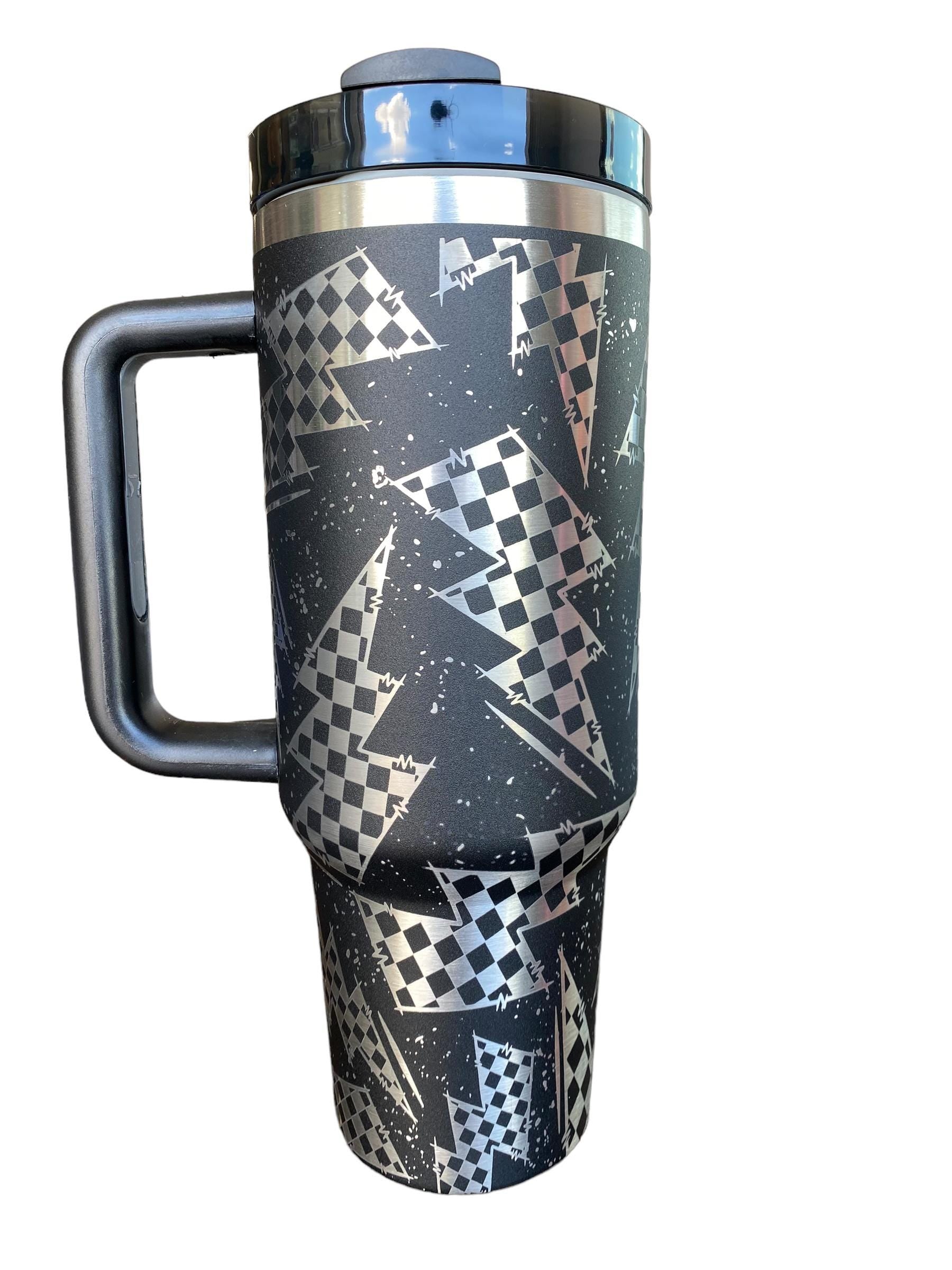 Checkered Flag Lightning Bolt Cup - Race Life Tumbler - Racing Cup - Personalized Race Tumbler Car Truck Checkered Flag Dirt Track Motocross