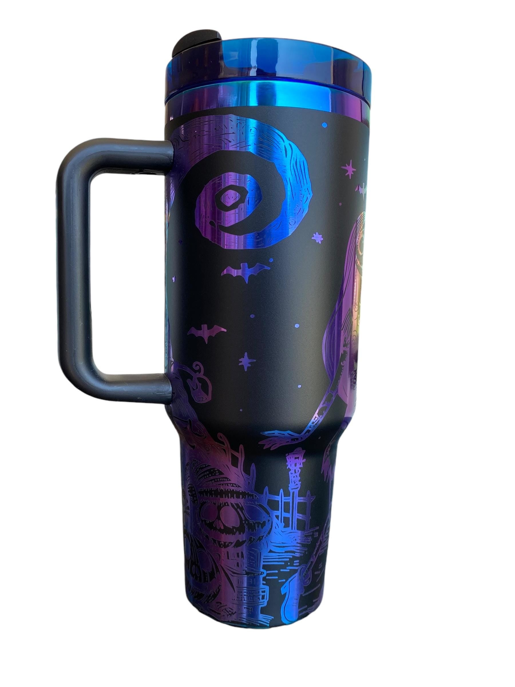 Jack Sally Halloween XMas Cup - Spooky Season Tumbler - Skelli Halloween Engraved Tumbler - 40oz Engraved Tumbler  - Skeleton Tumbler