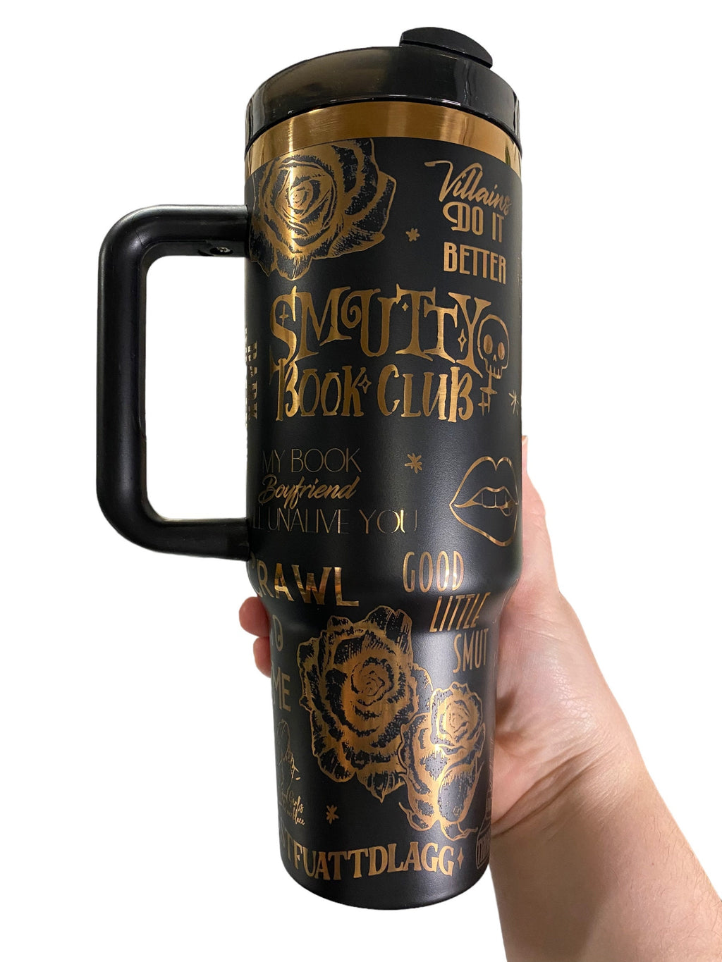 Smutty Book Club Tumbler -  Engraved Cup - Custom Engraved Cup  - 40oz tumbler with handle - Dark Romance Book Theme Tumbler