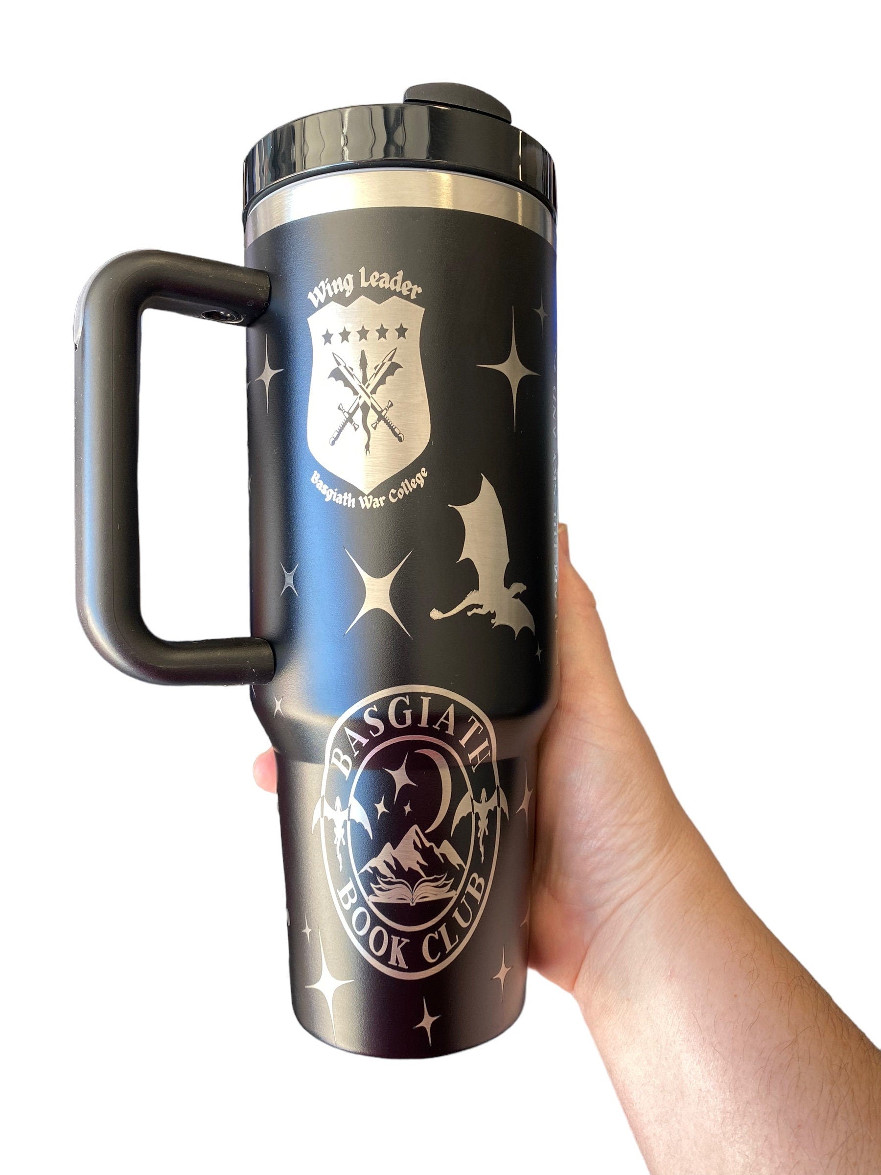 Basgiath Book Club Tumbler- Dragon Book Engraved Tumbler - Booktok Engraved Cup - Custom Engraved Cup  - 40oz tumbler with handle