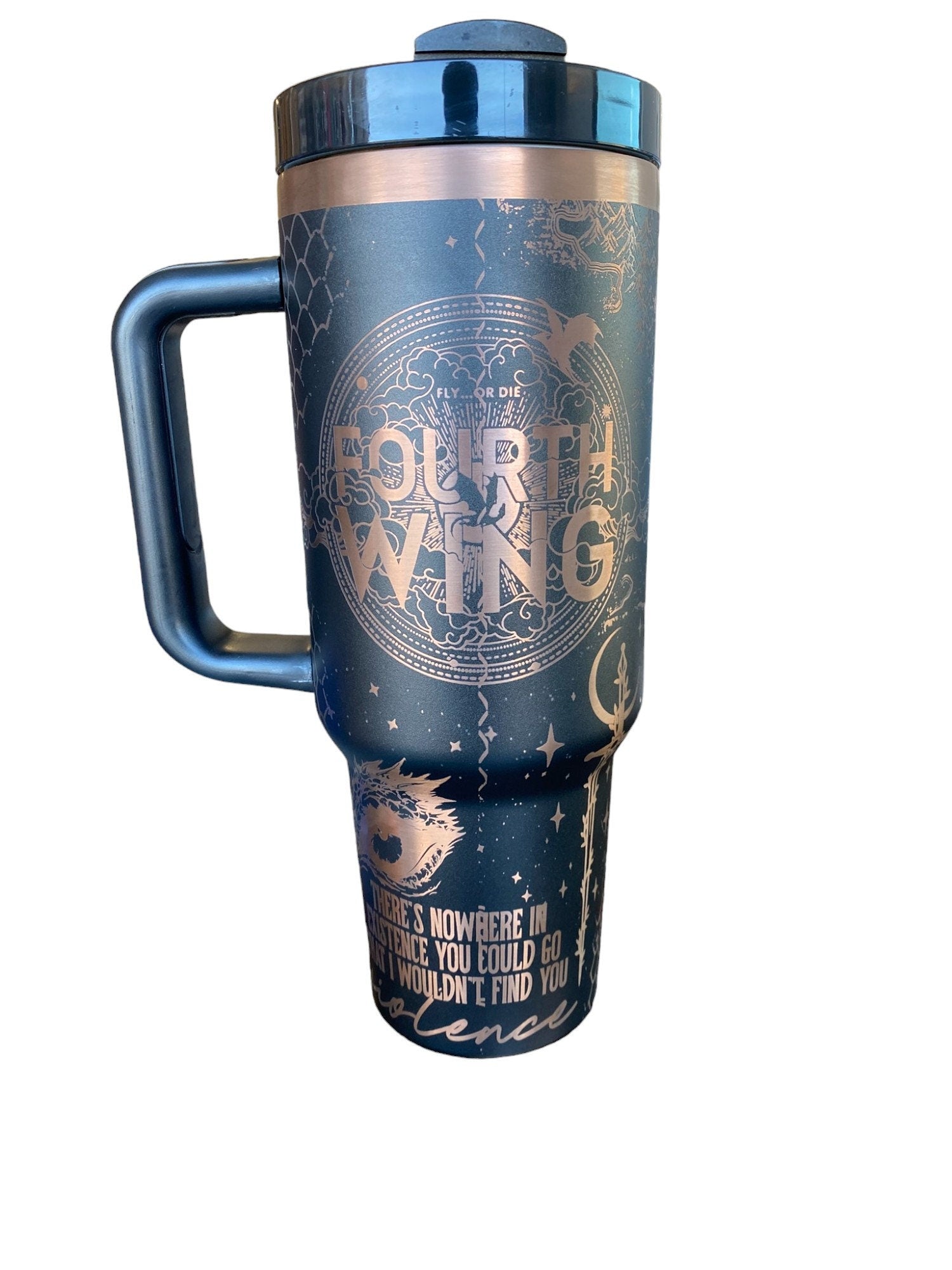 Dragon Book Engraved Tumbler - In My Dragon Era - Booktok Engraved Cup - Custom Engraved Cup  - 40oz tumbler with handle -Book Theme Tumbler