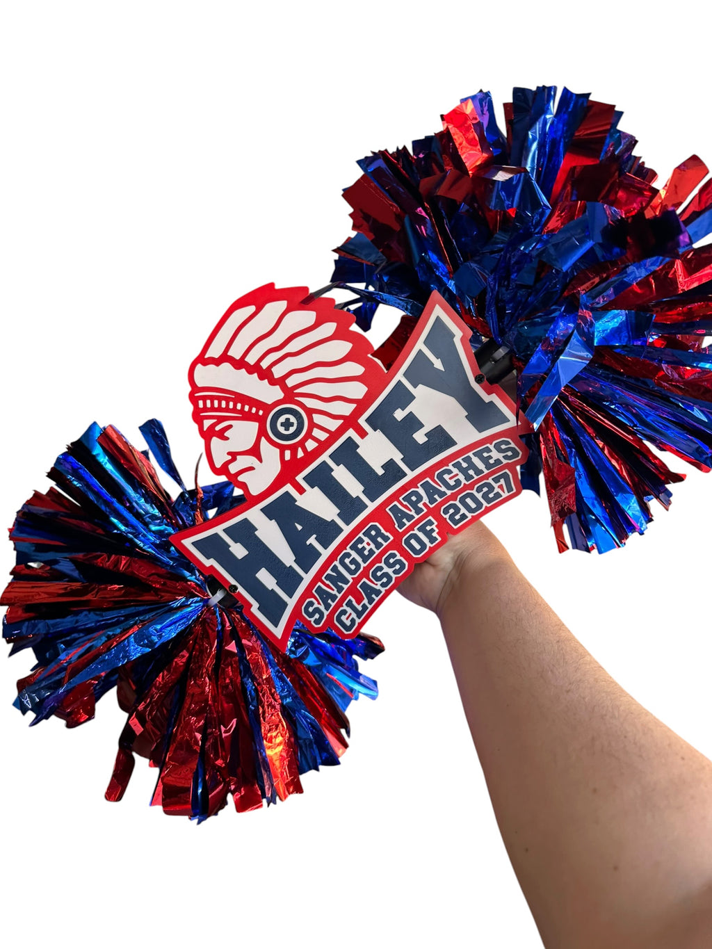 Custom Logo Mascot Cheerstick | Personalized Team Spirit Pom Pom Stick | School, Cheer, Football, Baseball &amp; More