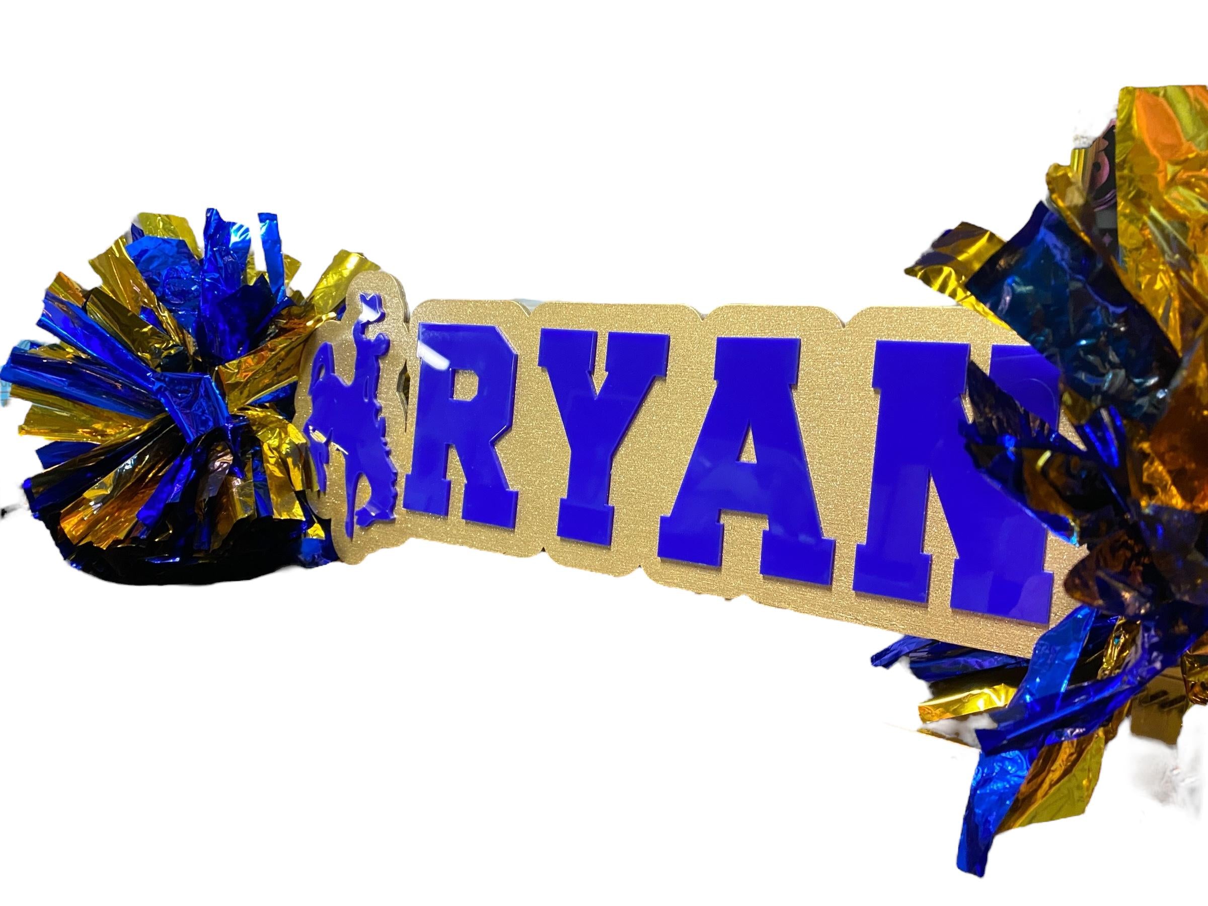 Go Team Sign - Custom Cheer Stick  -Game Day Signs - Pom Pom Sign - Custom Acrylic Cheer Stick Personalized Name Cheer Sign - Sport Mom Sign