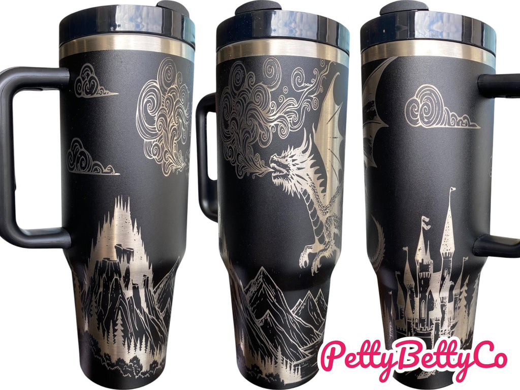 Fairytale Dragon Tumbler - Fantasy Era Engraved Tumbler  - Dragon Book Engraved Tumbler - In My Dragon Era  Booktok Engraved Cup -Book Theme