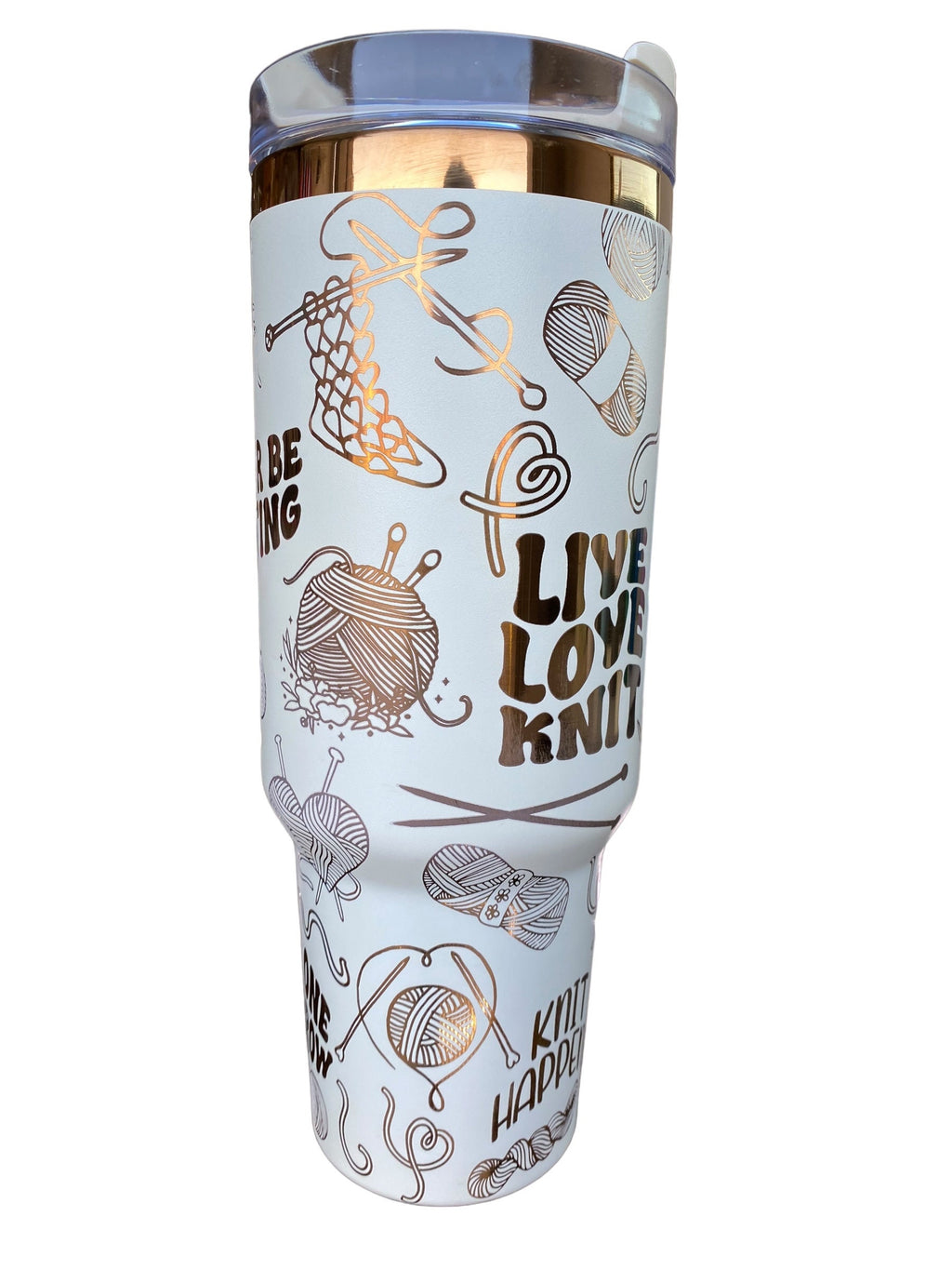 Live Love Knit Tumbler - I'd Rather Be Knitting Tumbler- Knitter Tumbler 40oz tumbler, Engraved Tumbler, Knitter Gift, Laser engraved