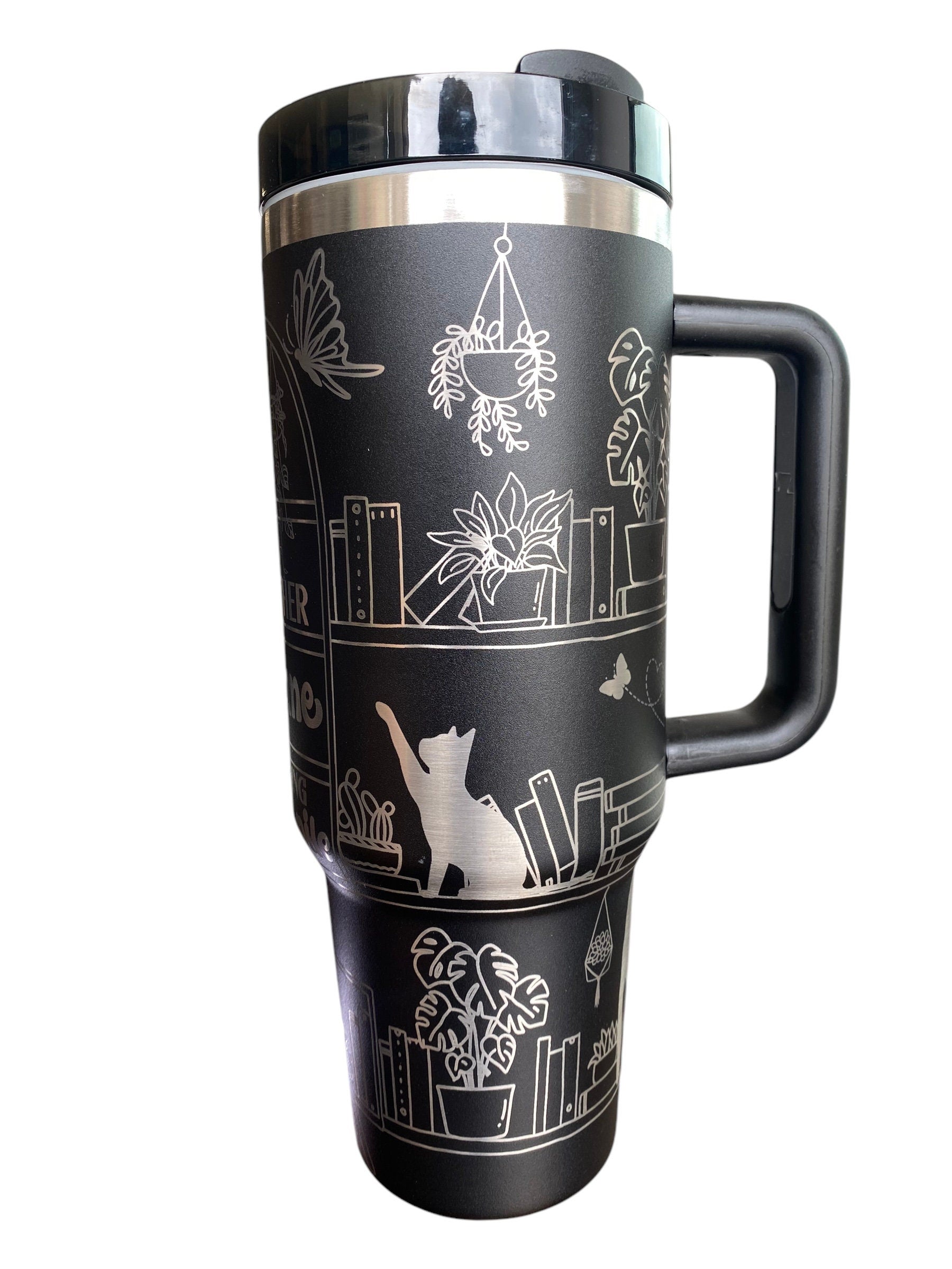 Id rather Be Home Working on My TBR Tumbler - Booktrovert Engraved Cup - Custom Engraved Cup 40oz tumbler with handle -  Book Theme Tumbler