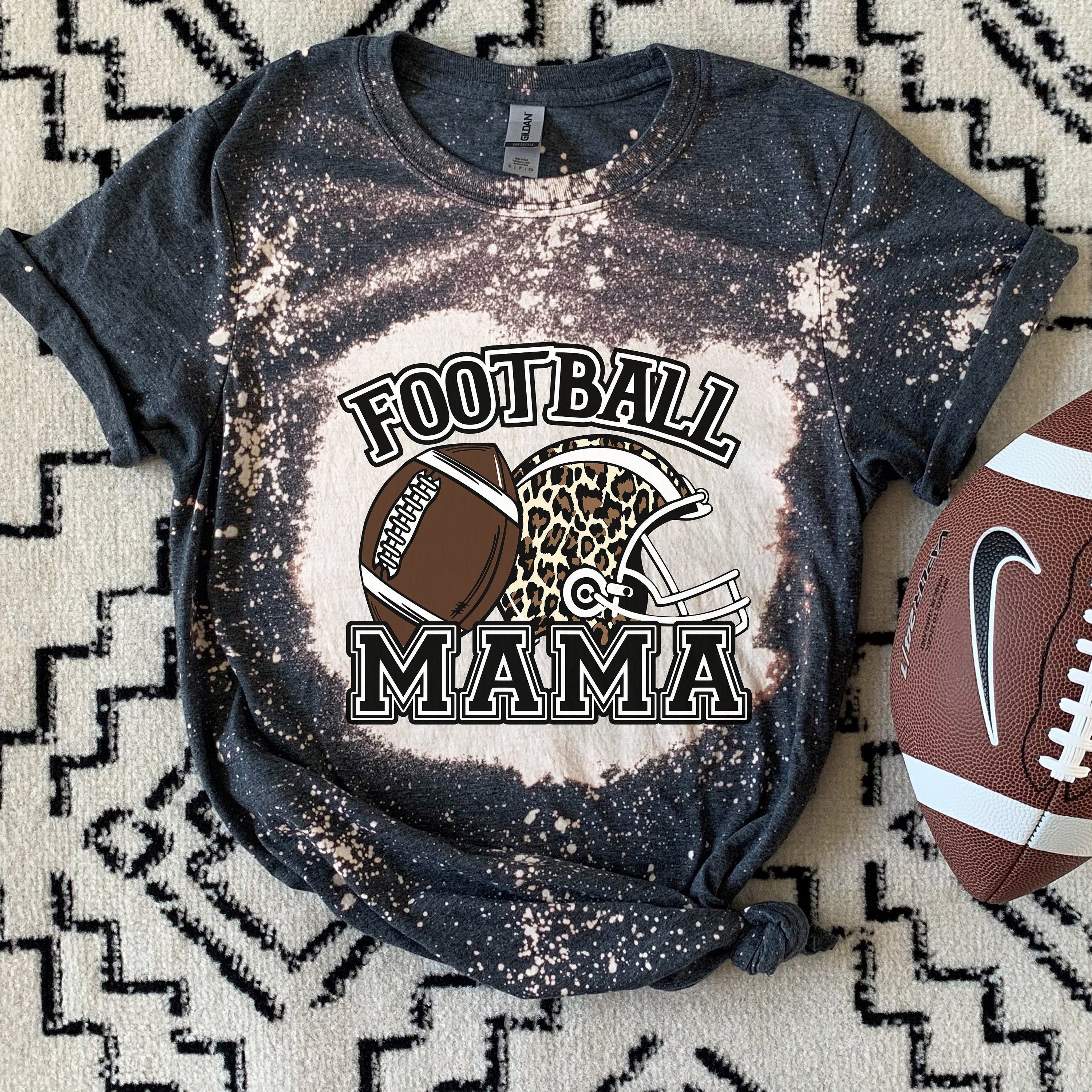 Football Mama Shirt- Cheetah Helmet Football Shirt- Bleached Sports Shirt - Leopard Football Shirt - Bleached Football Shirt - Bleached Tee