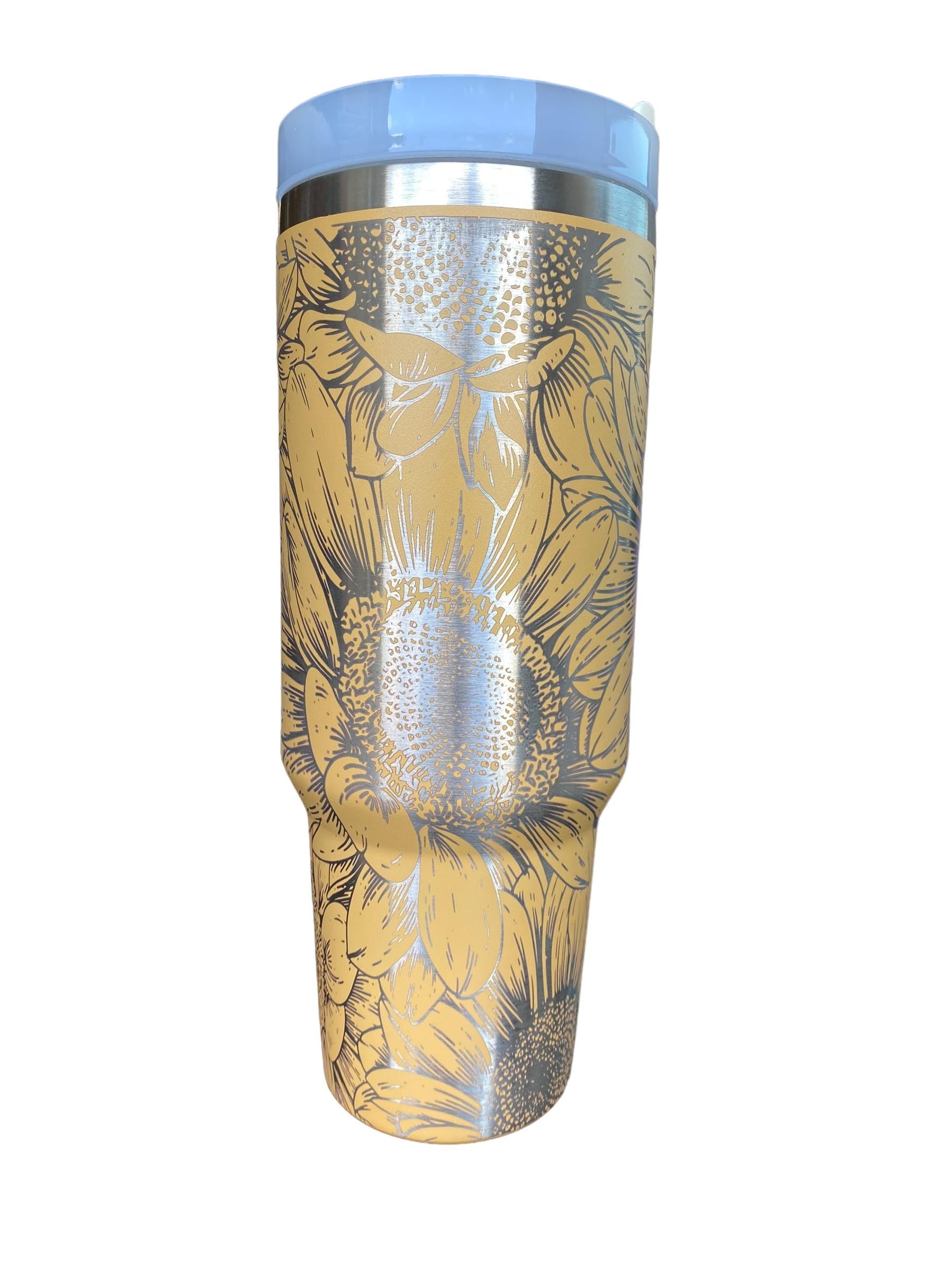 Sunflower tumbler - Yellow Sunflower Cup - Engraved Floral Tumbler - Sun Flower Tumbler - engraved Tumbler - 40oz tumbler