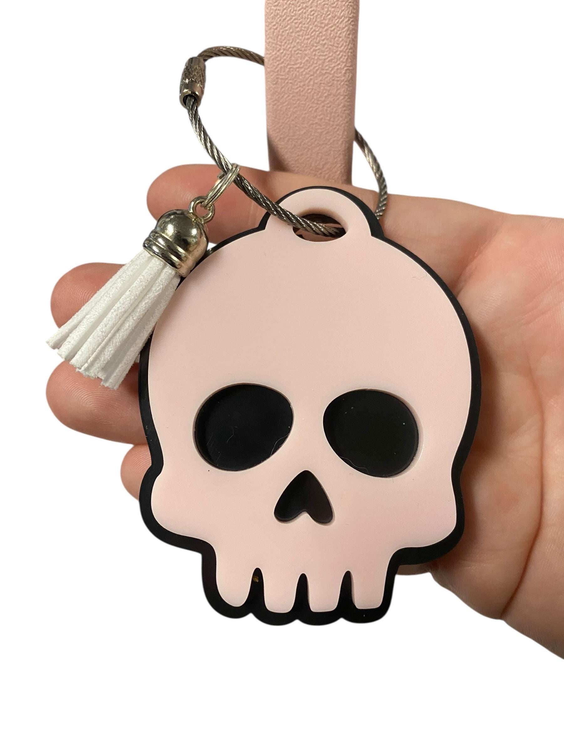 Cute Skull Acrylic Bag Tag | Pink Skull Keychain | Kawaii Gothic Bag Charm | Pastel Goth Accessory | Purse Tag | Backpack Charm