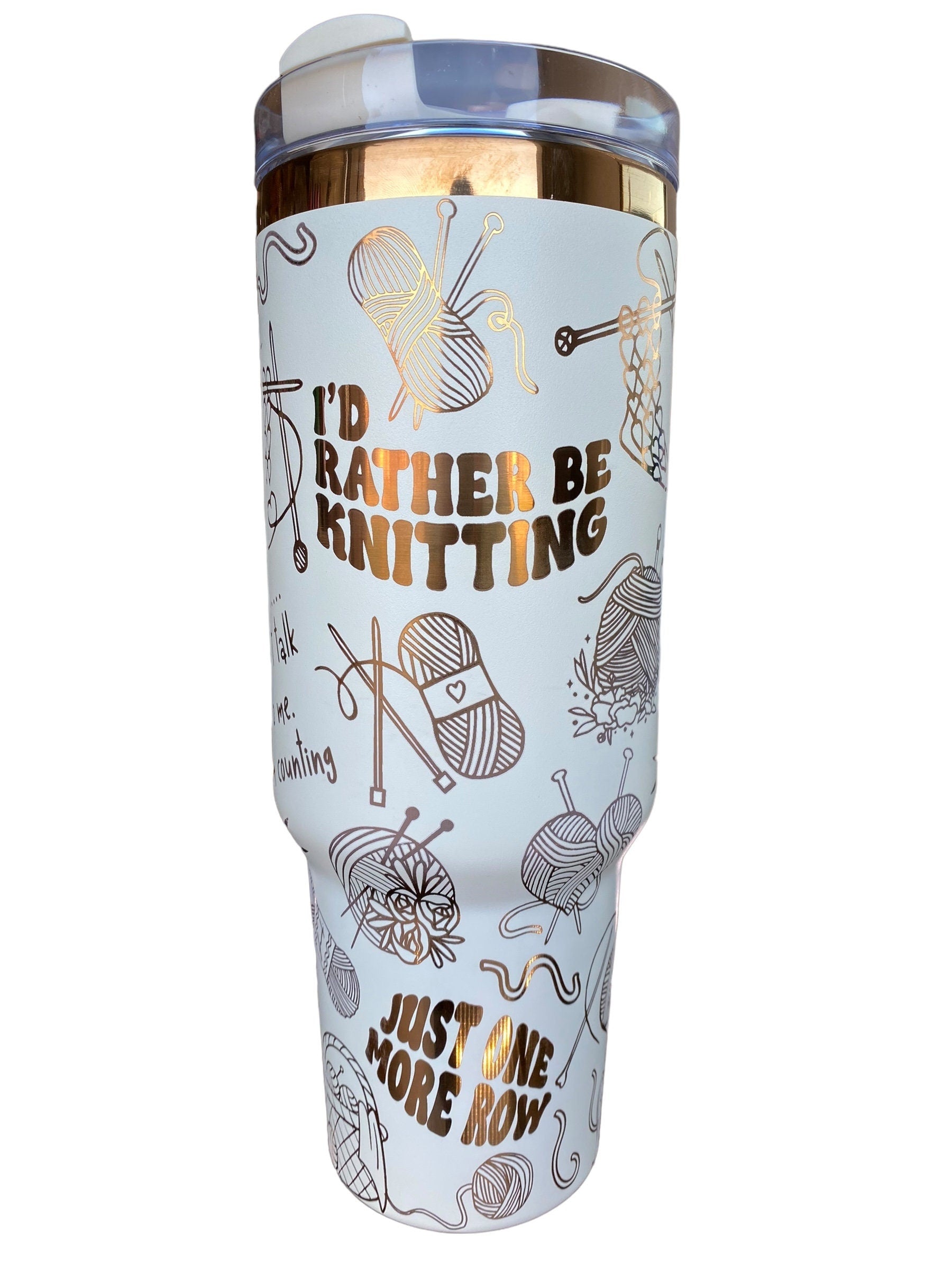 Live Love Knit Tumbler - I'd Rather Be Knitting Tumbler- Knitter Tumbler 40oz tumbler, Engraved Tumbler, Knitter Gift, Laser engraved