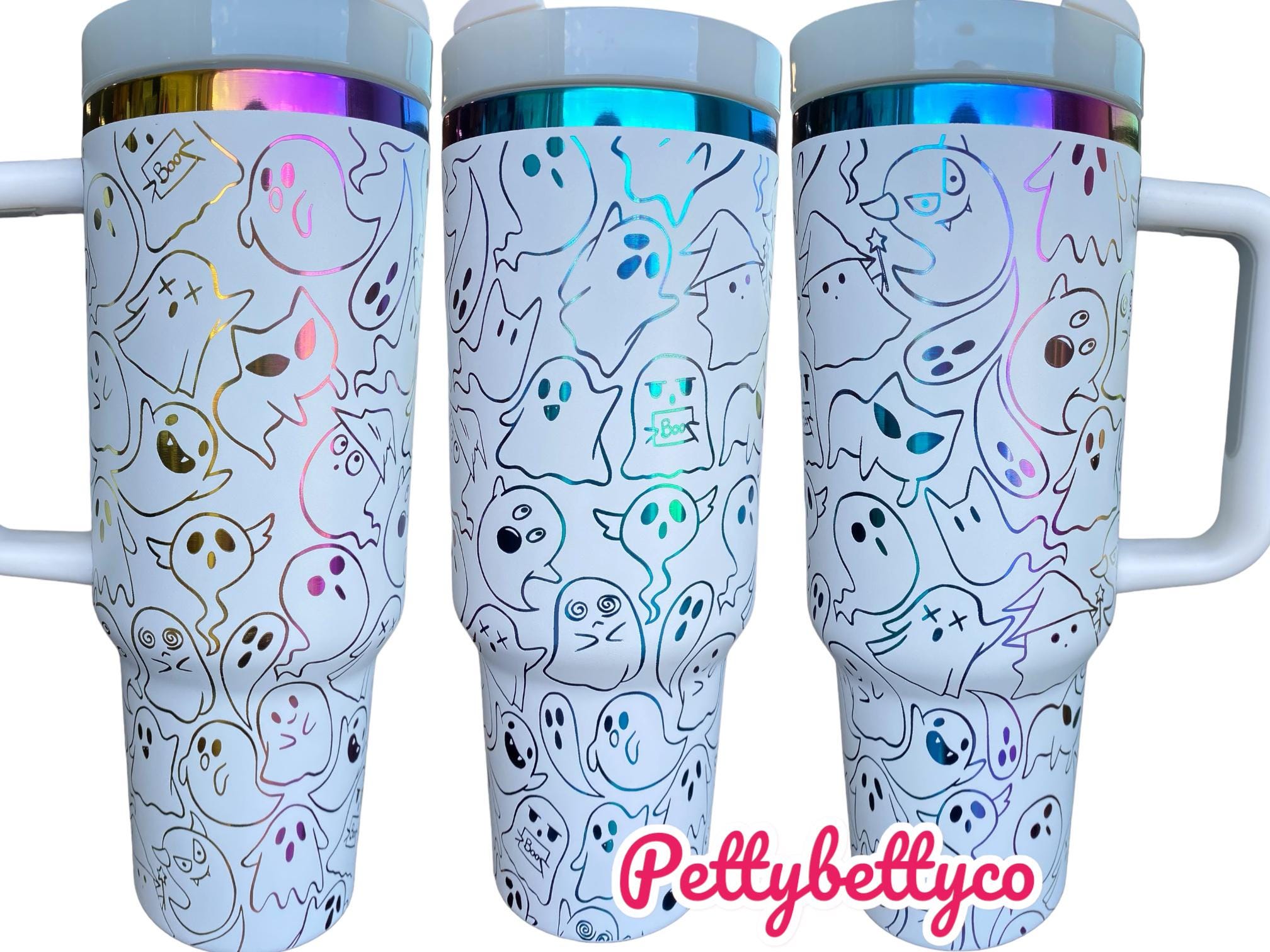 Spooky Ghost Engraved Tumbler - Ghosts and Ghouls Halloween Engraved Tumbler - 40oz Engraved Tumbler - Halloween Cup - Spooky Season Cup