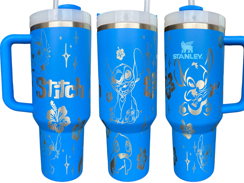 Blue Alien Cup - Custom Engraved Cup  - 40oz tumbler with handle