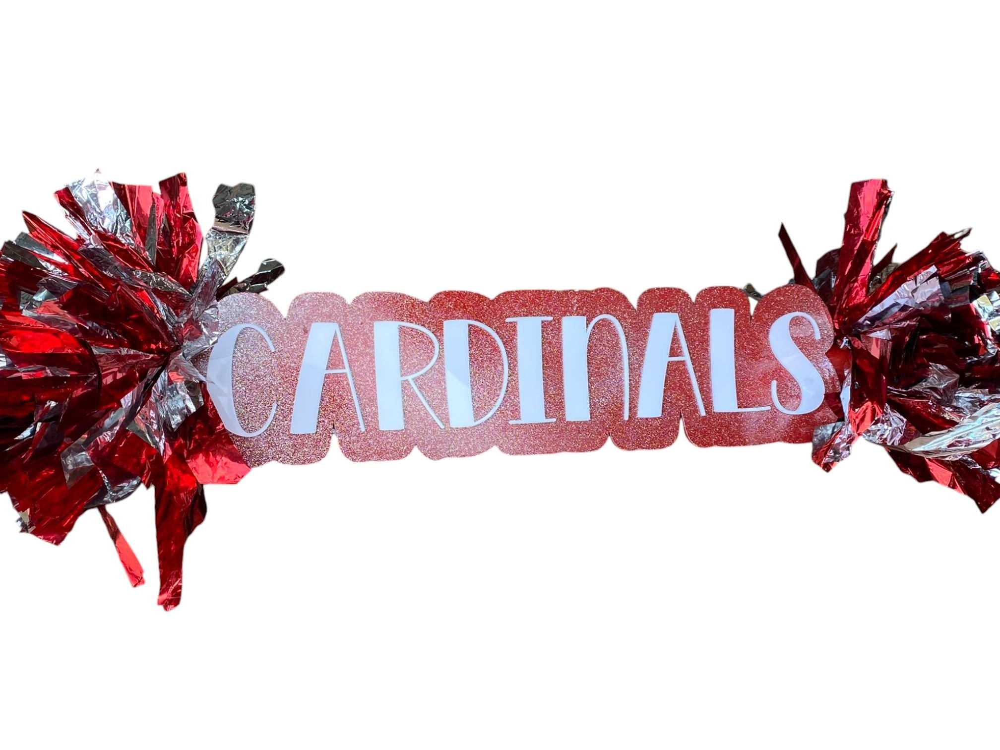 Pom Pom Sign Custom Cheer Stick - Game Day Signs - Custom Acrylic Cheer Stick - Personalized Name Cheer Sign - Sport Mom Sign - Pom Poms