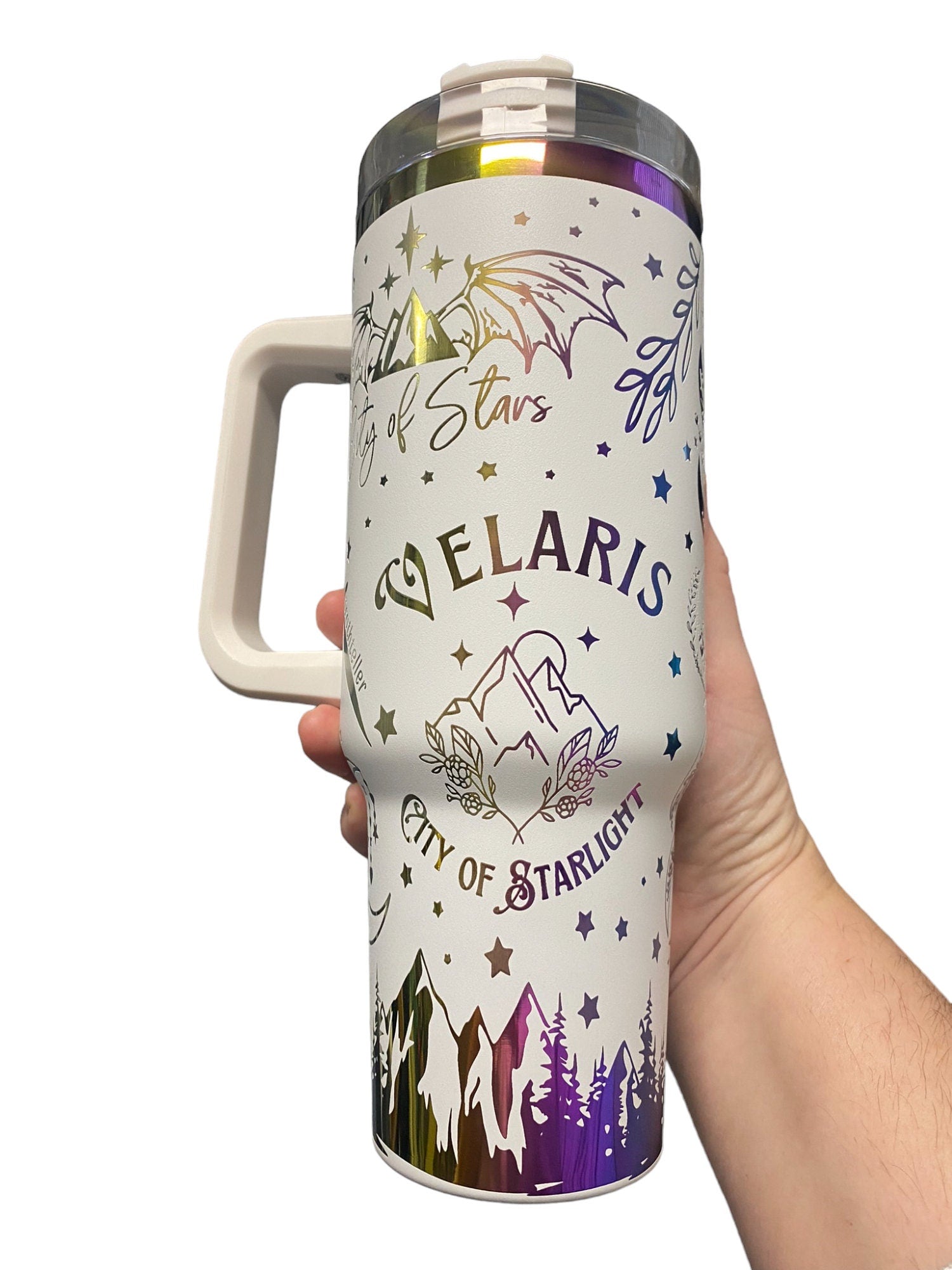 City of Starlight Tumbler - engraved tumbler - 40oz tumbler with handle - Velaris Tumbler - To the Stars who Listen