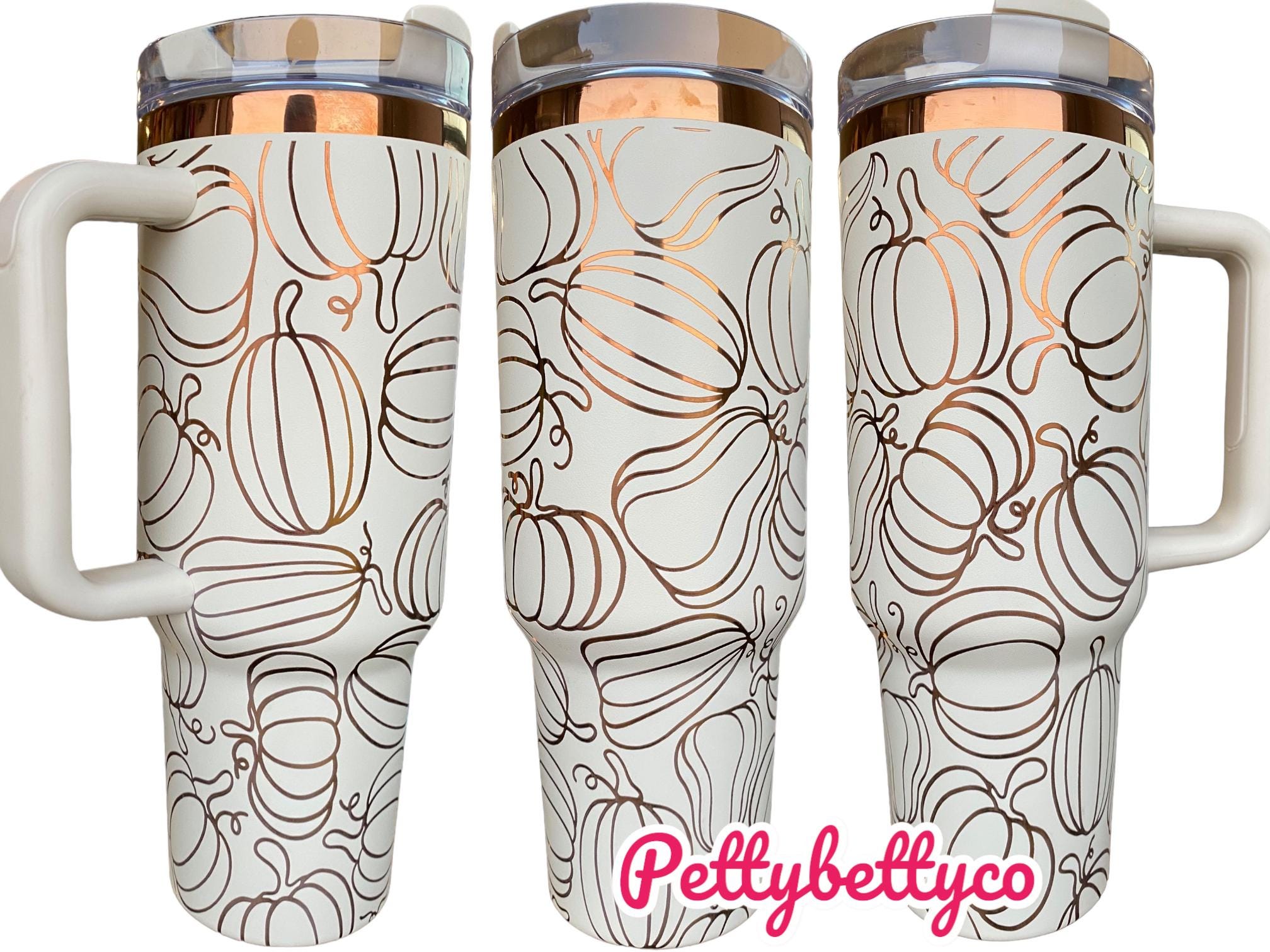 Pumpkin Spice Tumbler - Pumpkin Burst Cup - Fall tumbler -Copper and Cream Fall Tumbler Cup - Engraved Fall Tumbler - Autumn Tumbler