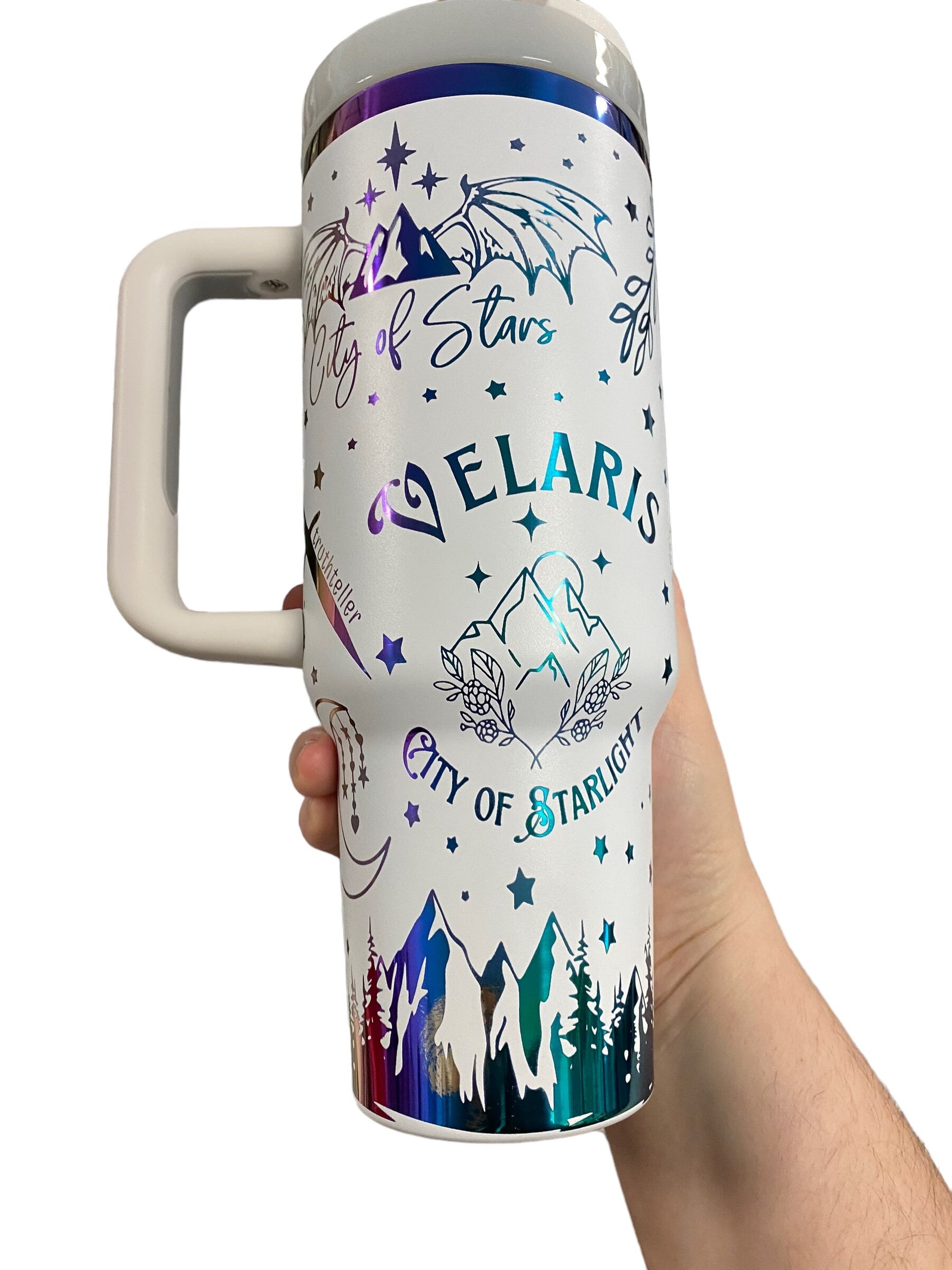 Reading is My Therapy Engraved Cup - Bookmarks are for Quiters Custom Engraved Cup  - 40oz tumbler with handle -  Reading Theme Tumbler
