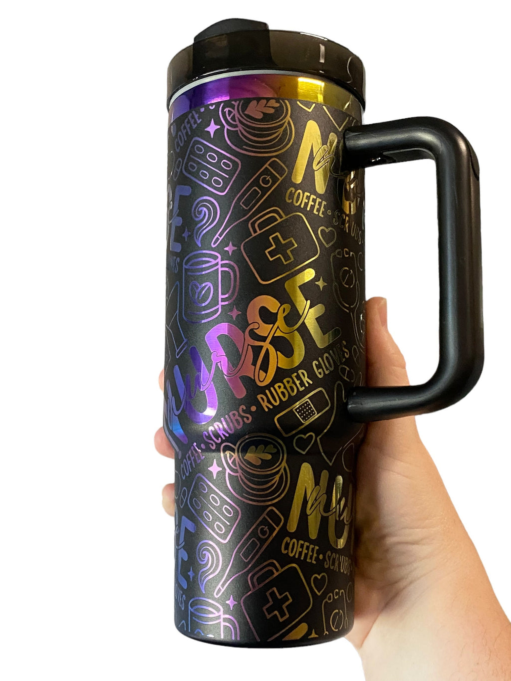 Nurse Tumbler - Engraved Nursing Staff tumbler - 40oz tumbler with handle - Custom RN Tumbler