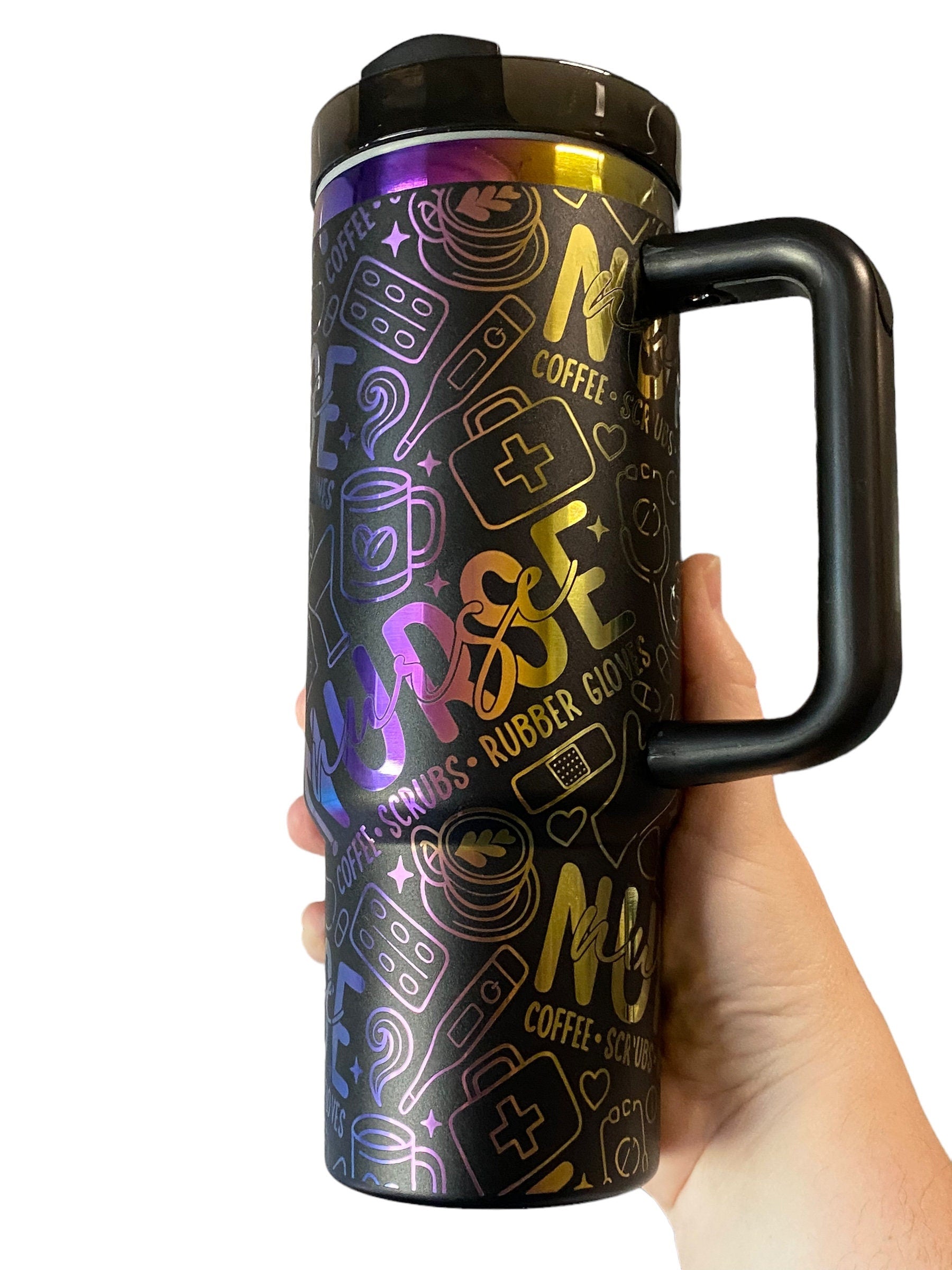 Nurse Tumbler - Engraved Nursing Staff tumbler - 40oz tumbler with handle - Custom RN Tumbler