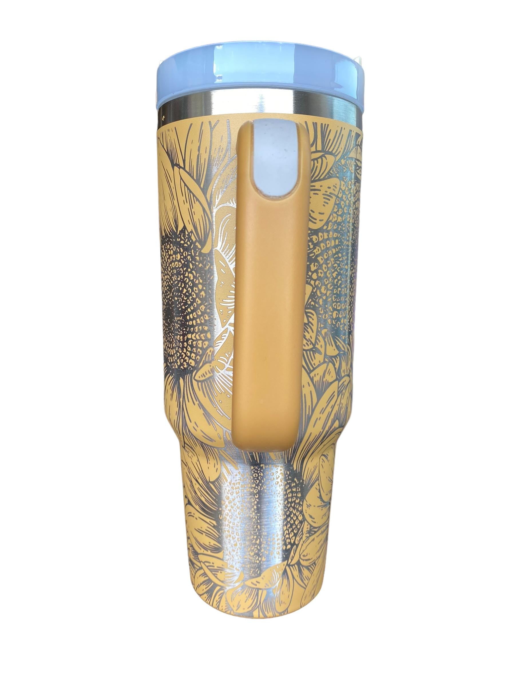 Sunflower tumbler - Yellow Sunflower Cup - Engraved Floral Tumbler - Sun Flower Tumbler - engraved Tumbler - 40oz tumbler