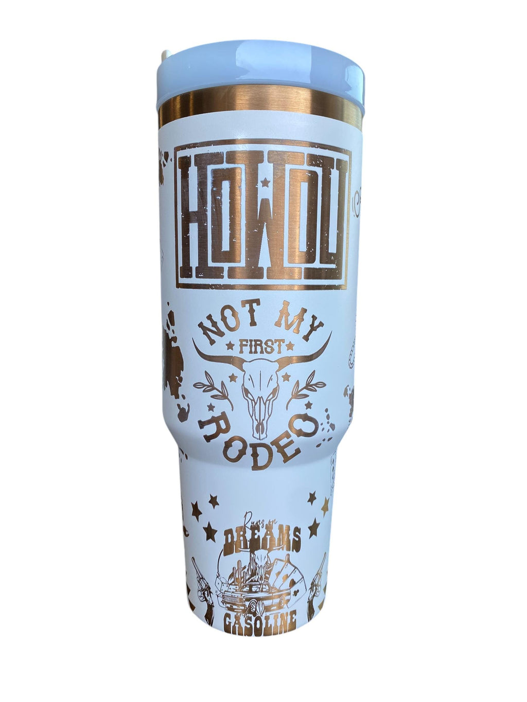 HOWDY Cowboy Tumbler  - Engraved Country Western tumbler - 40oz tumbler with handle - Cowgirl Tumbler