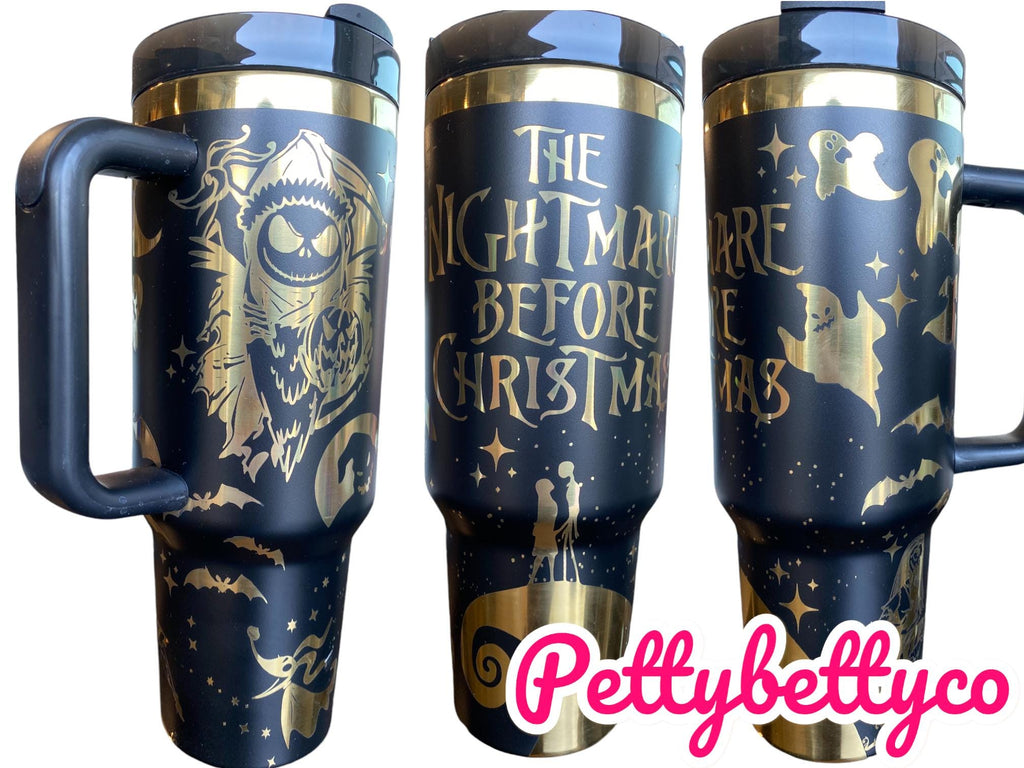Halloween XMas Cup - Spooky Season Tumbler - Ghosts and Ghouls Halloween Engraved Tumbler - 40oz Engraved Tumbler  - Skeleton Tumbler