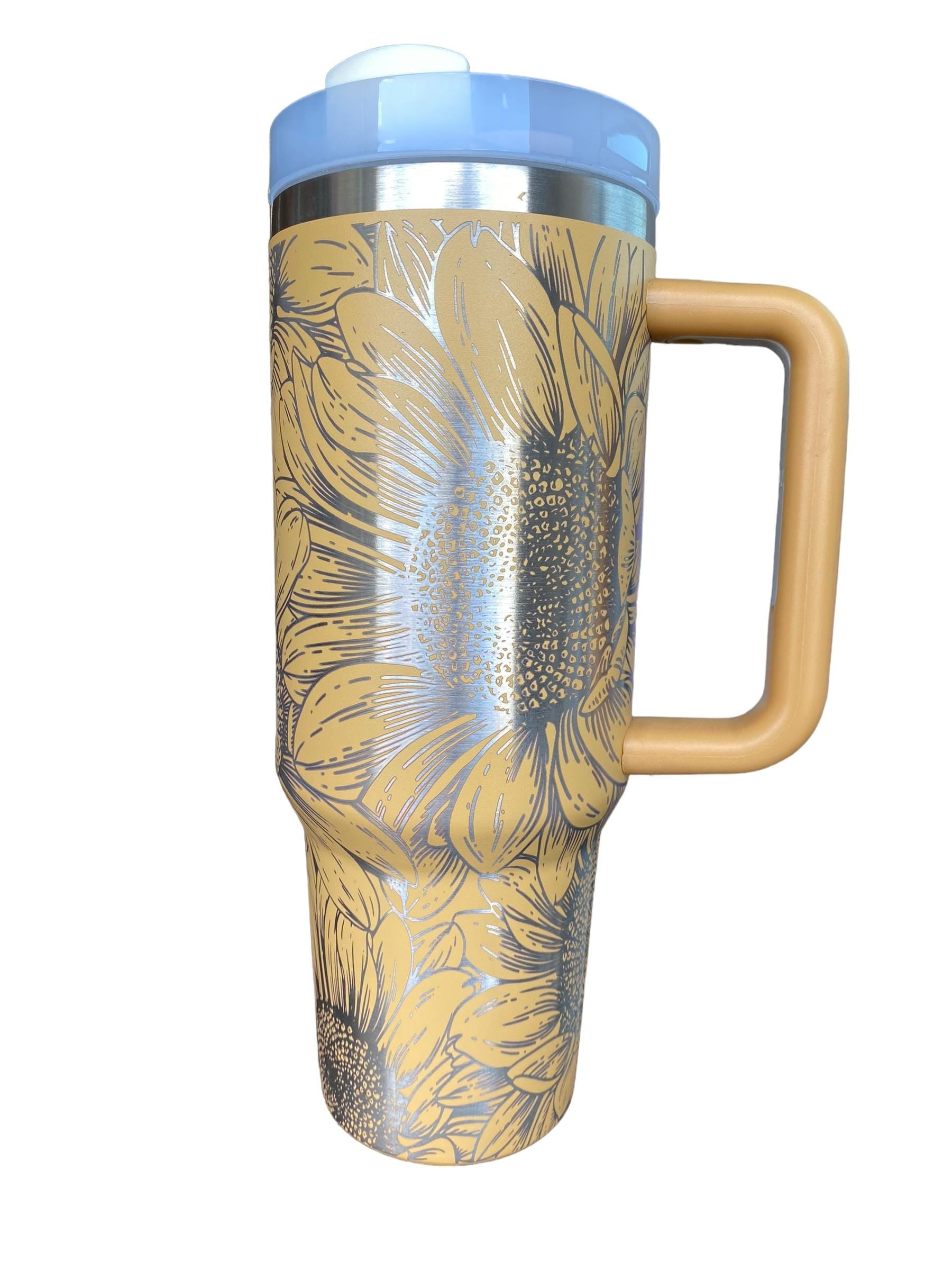 Sunflower tumbler - Yellow Sunflower Cup - Engraved Floral Tumbler - Sun Flower Tumbler - engraved Tumbler - 40oz tumbler