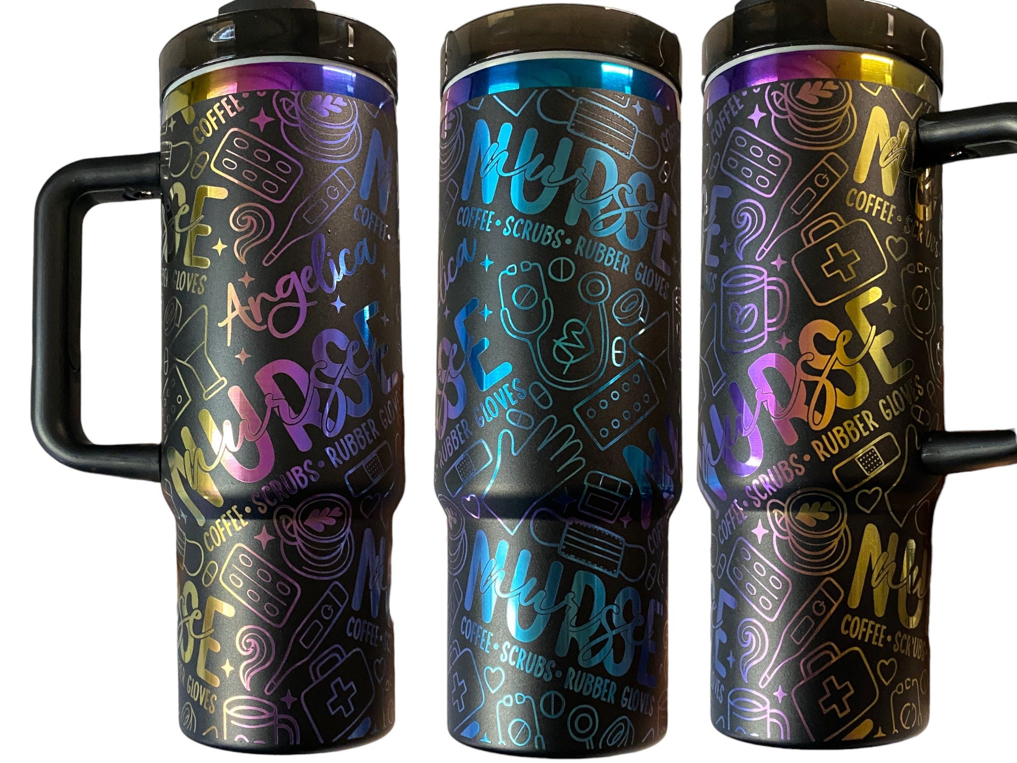 Nurse Tumbler - Engraved Nursing Staff tumbler - 40oz tumbler with handle - Custom RN Tumbler