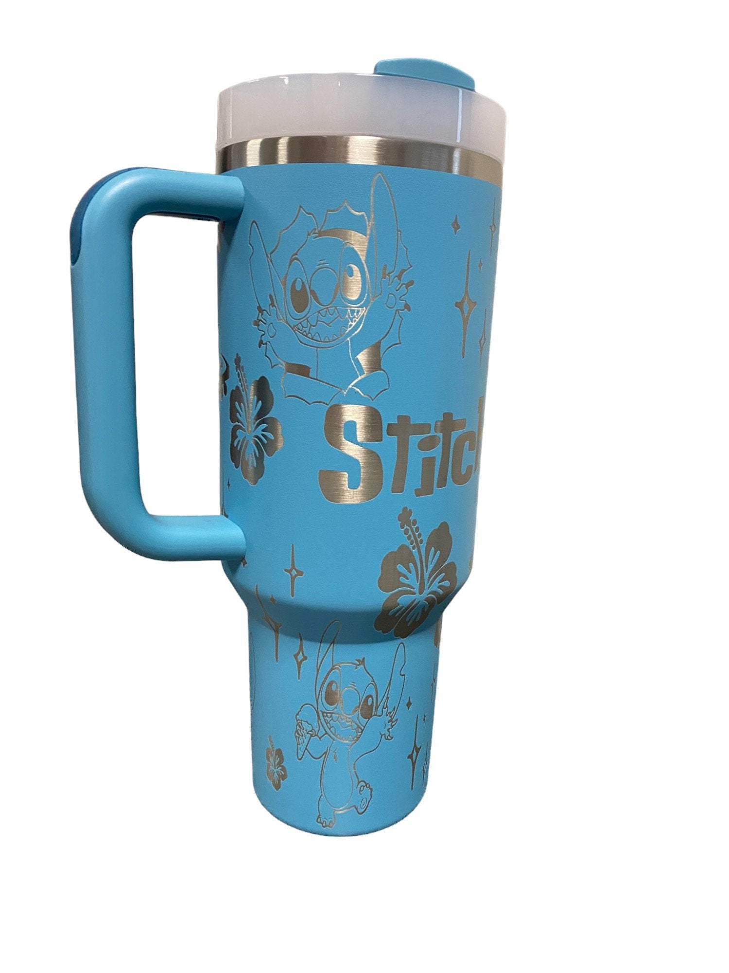 Blue Alien Cup - Custom Engraved Cup  - 40oz tumbler with handle