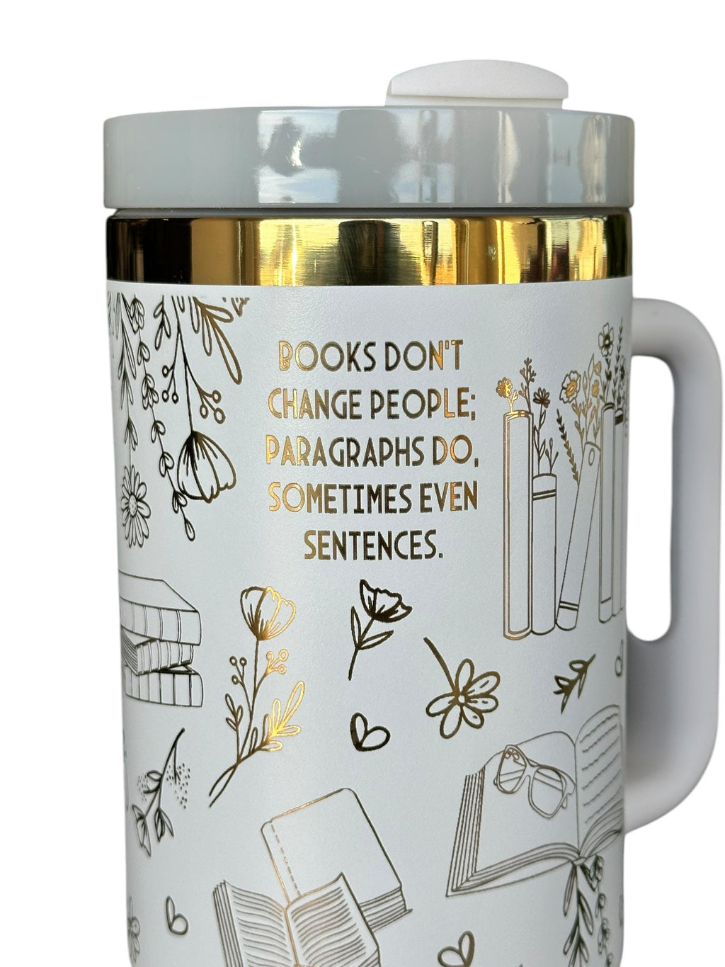 I have Lived 1000 lives Because I Have Read Tumbler - Pretty Reader Tumbler -  Engraved Cup   40oz tumbler with handle - Book Theme