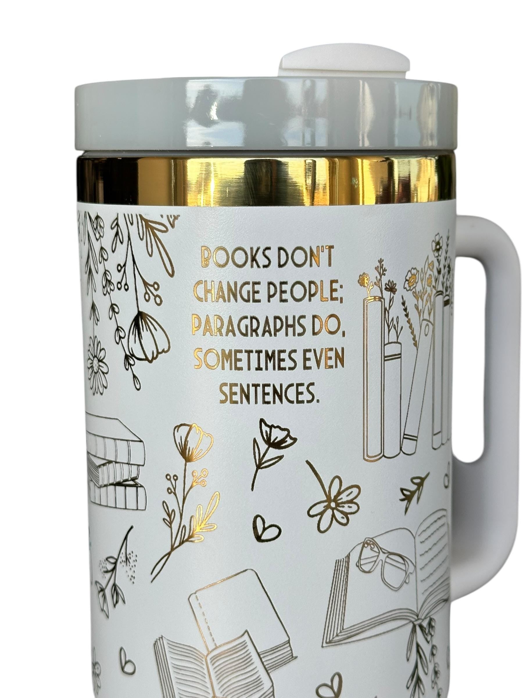 I have Lived 1000 lives Because I Have Read Tumbler - Pretty Reader Tumbler -  Engraved Cup   40oz tumbler with handle - Book Theme