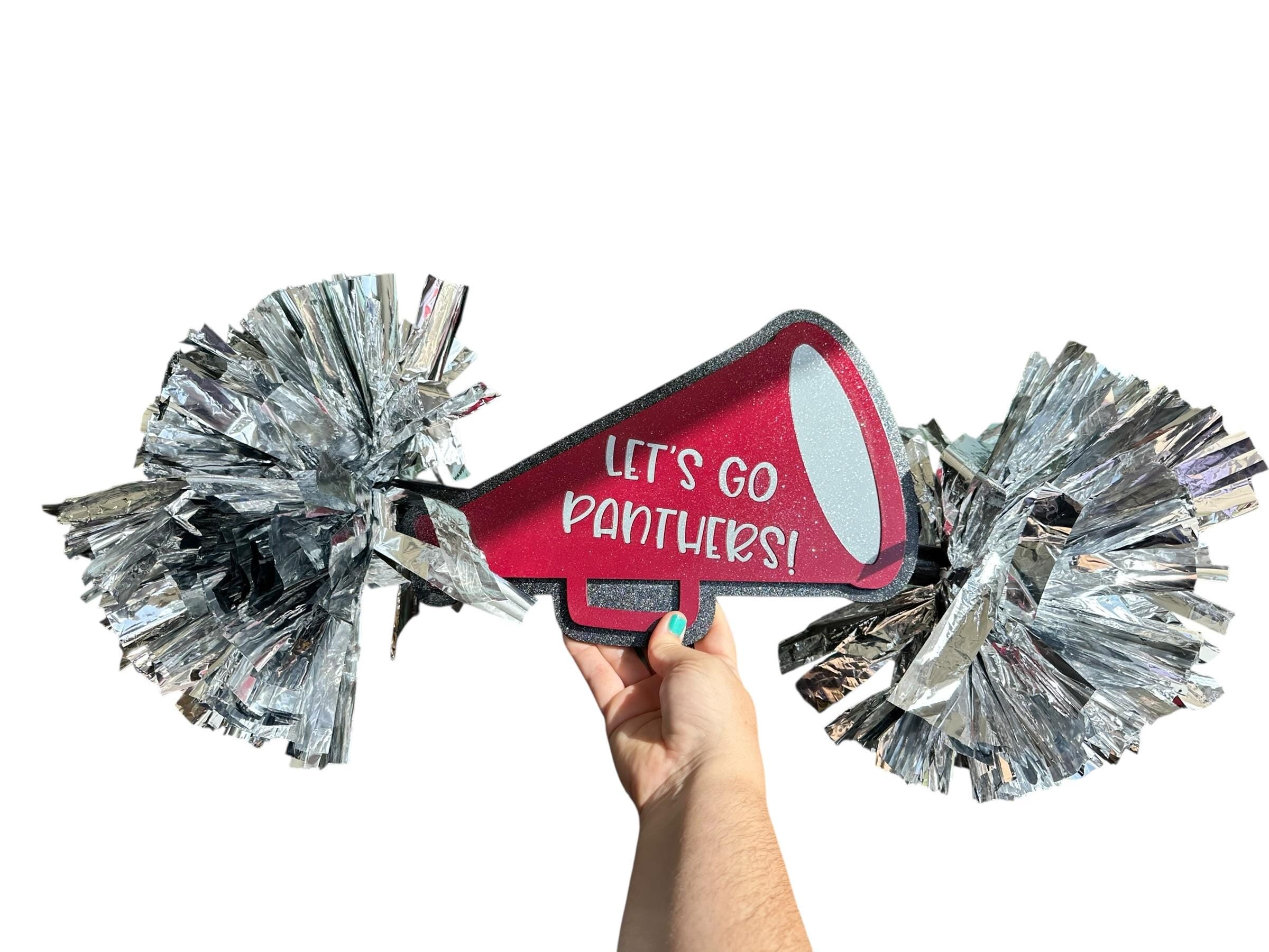 Cheerleading Custom CheerStick - Game Day Signs - Megaphone CheerStick - Personalized Name Cheer Sign - School Spirit Sign - Pom Poms