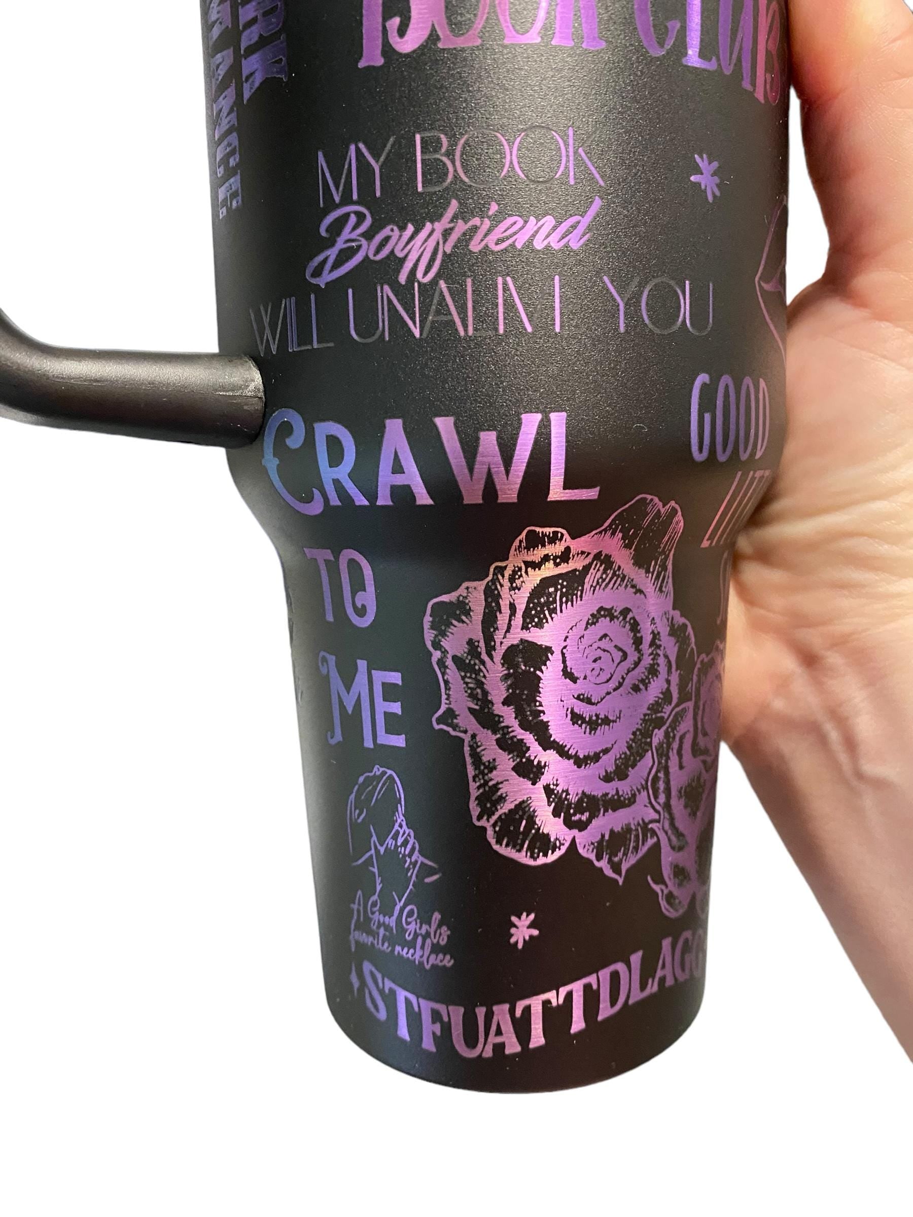 Smutty Book Club Tumbler -  Engraved Cup - Custom Engraved Cup  - 40oz tumbler with handle - Dark Romance Book Theme Tumbler