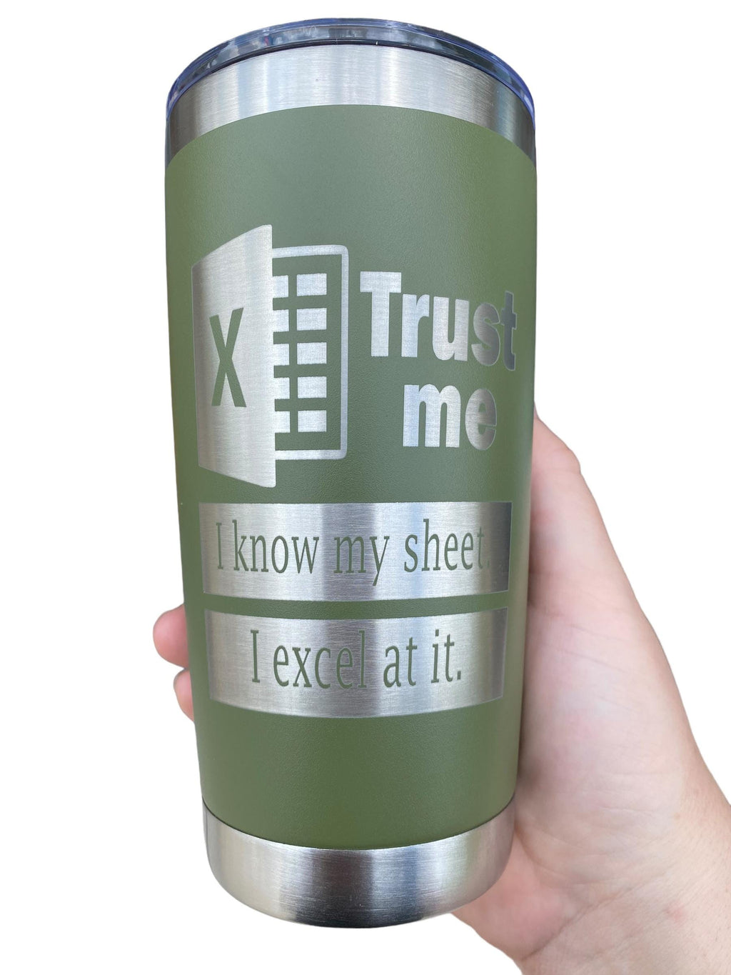 Trust Me I Know My Sheet tumbler- I Excel at It - Funny Spreadsheet Tumbler - 20oz Stainless Steel Tumbler