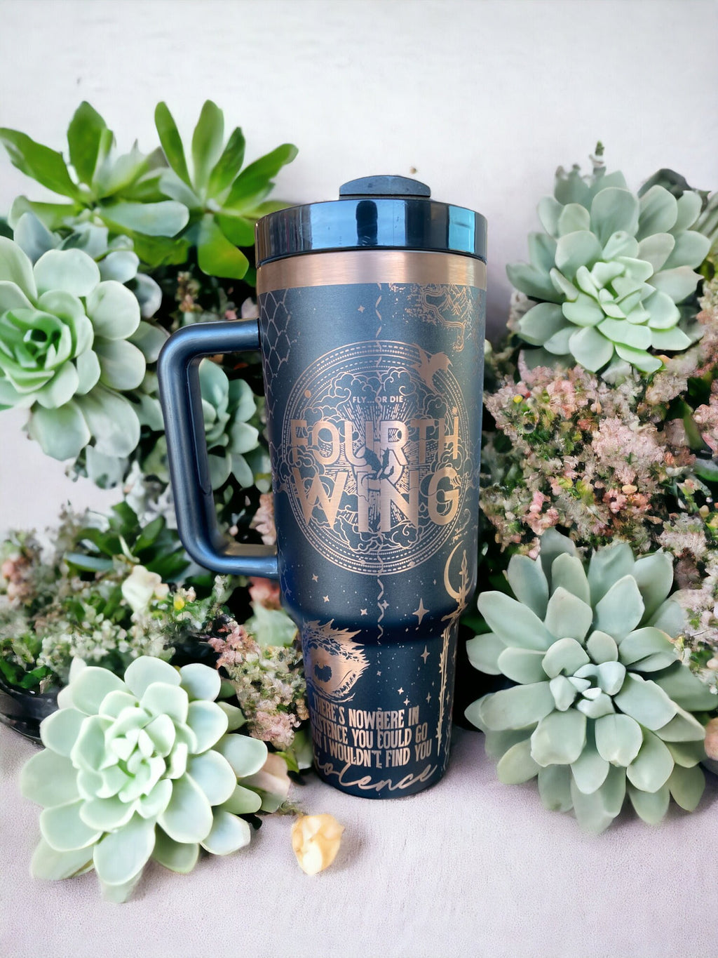 Dragon Book Engraved Tumbler - In My Dragon Era - Booktok Engraved Cup - Custom Engraved Cup  - 40oz tumbler with handle -Book Theme Tumbler