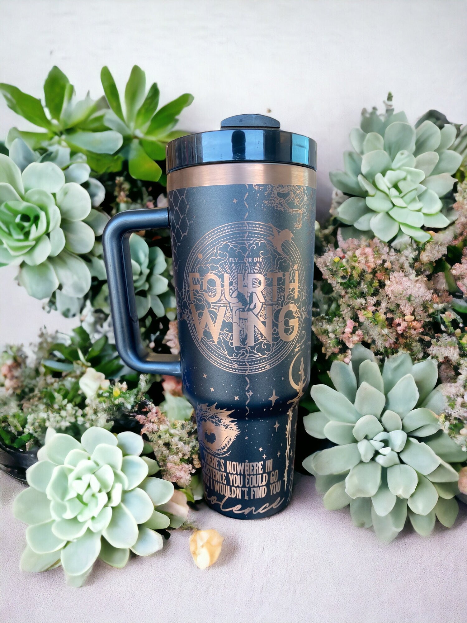 Dragon Book Engraved Tumbler - In My Dragon Era - Booktok Engraved Cup - Custom Engraved Cup  - 40oz tumbler with handle -Book Theme Tumbler