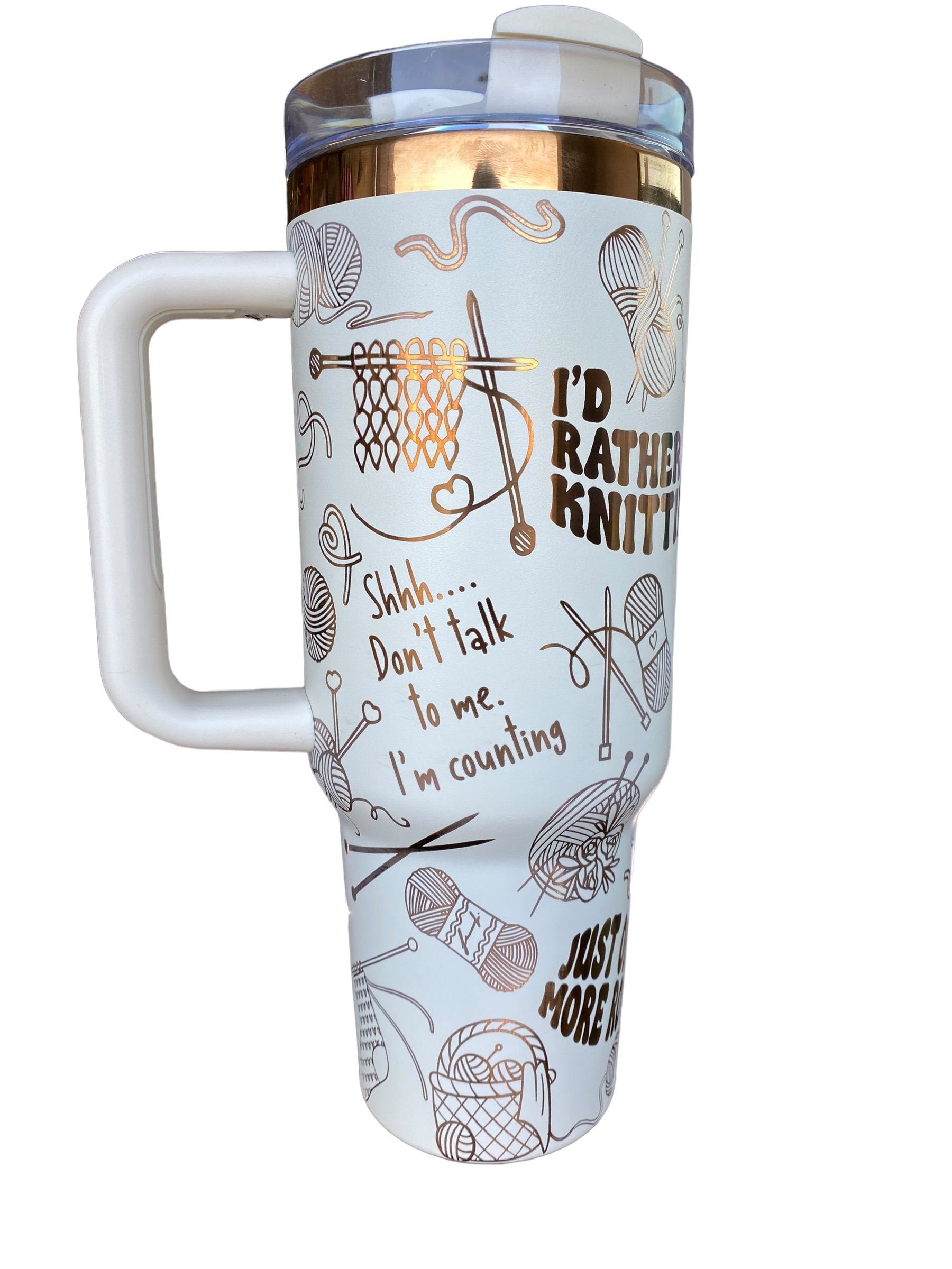 Live Love Knit Tumbler - I'd Rather Be Knitting Tumbler- Knitter Tumbler 40oz tumbler, Engraved Tumbler, Knitter Gift, Laser engraved