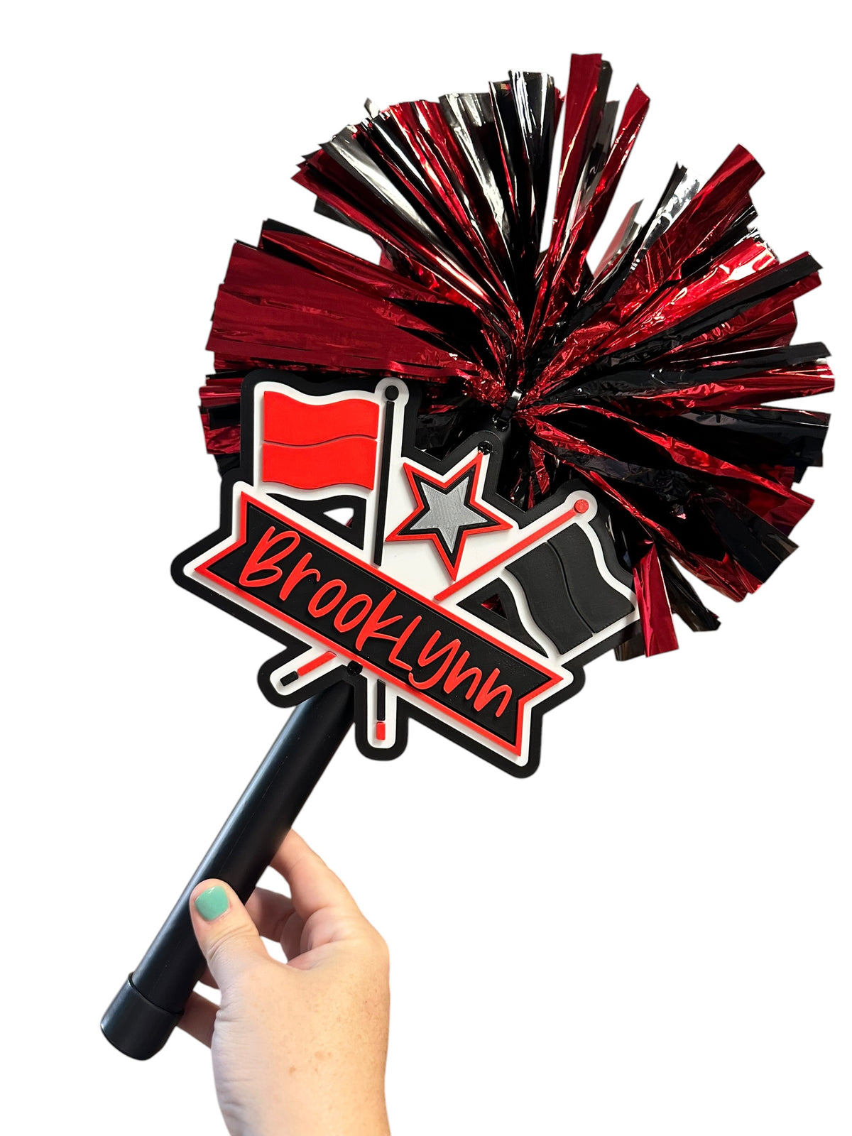 Personalized Color Guard Pompom Cheerstick | Custom Team Colors