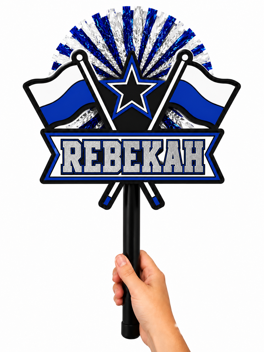 Personalized Color Guard Pompom Cheerstick | Custom Team Colors