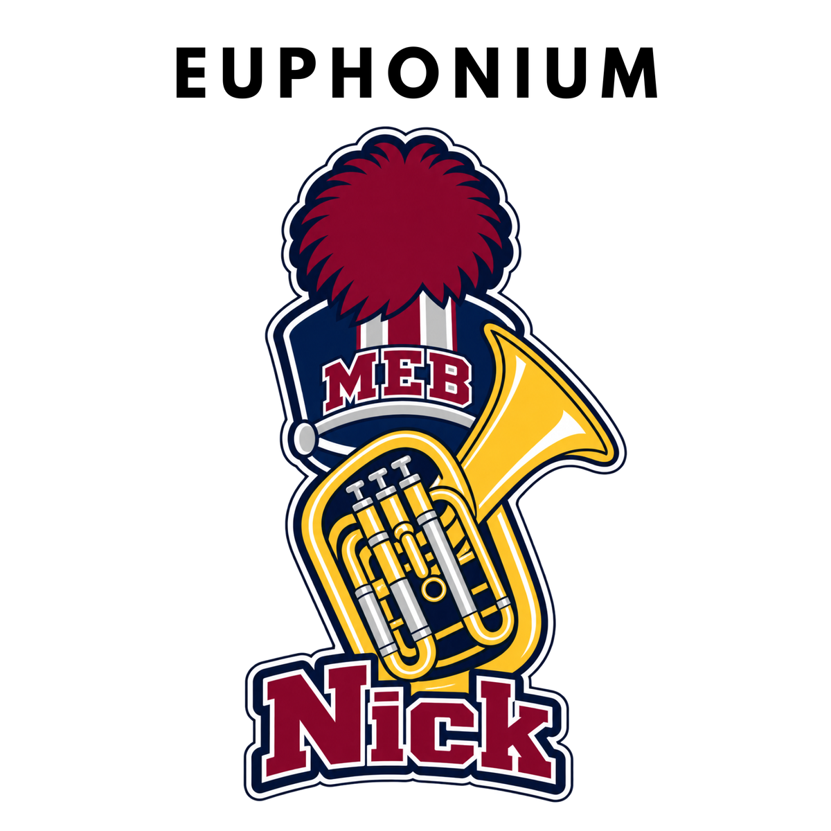 Personalized Marching Band Pom Pom Stick | Custom Band Instrument Cheerstick