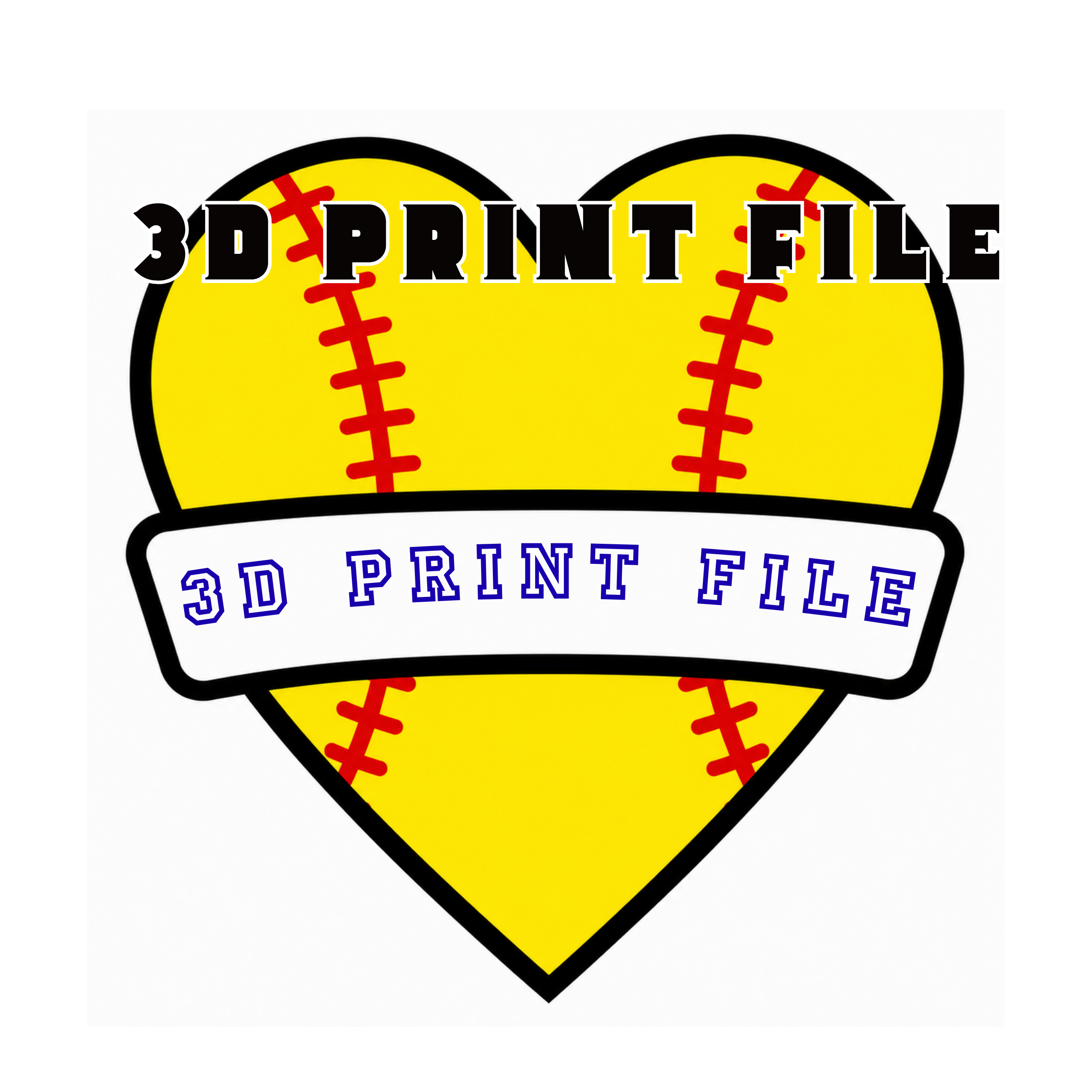 Softball Heart Pompom Stick Digital Download | STL & 3MF 3D Print Files | Personalized Softball Mom Spirit Stick