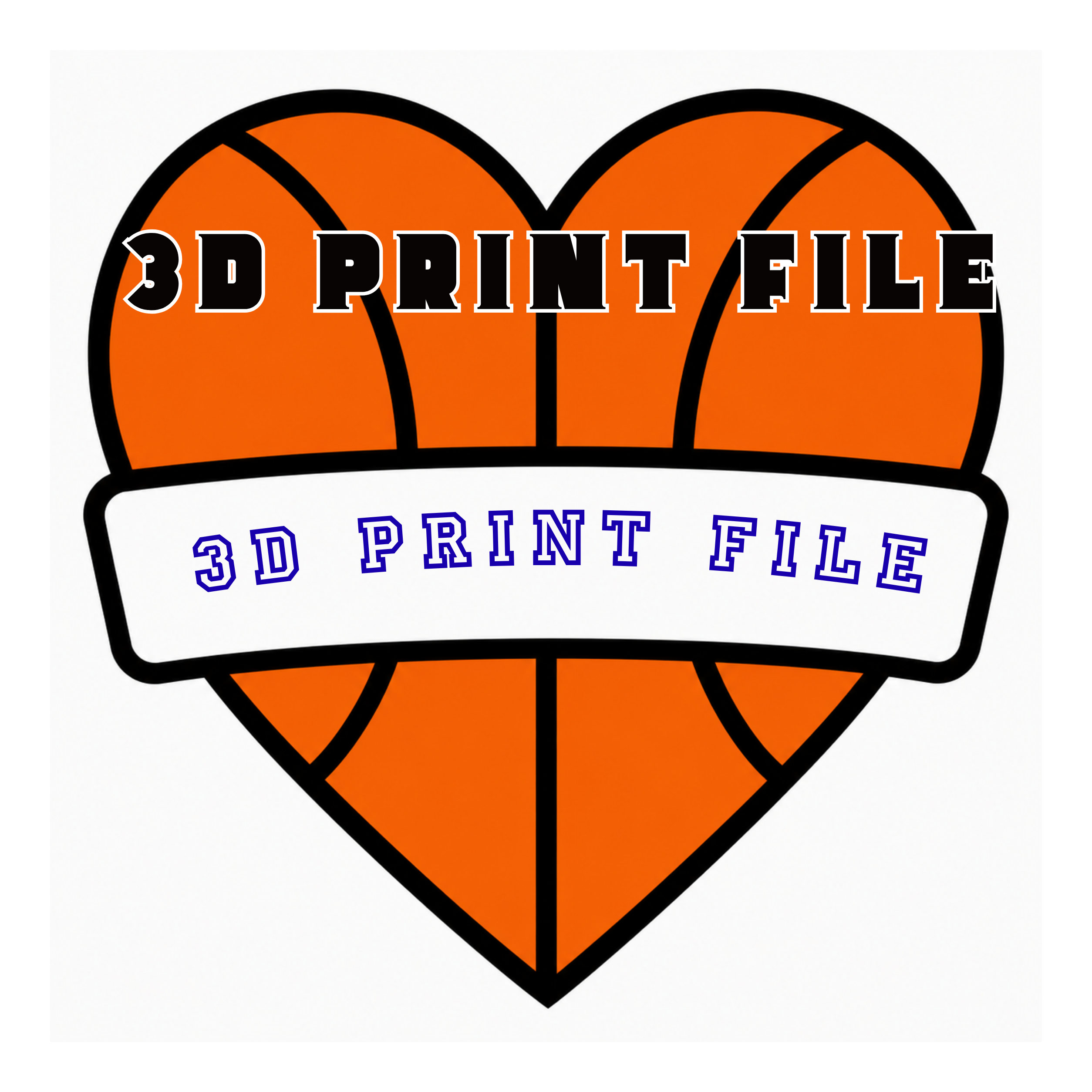 Basketball Heart Pompom Stick Digital Download | STL & 3MF 3D Print Files | Personalized Basketball Spirit Stick
