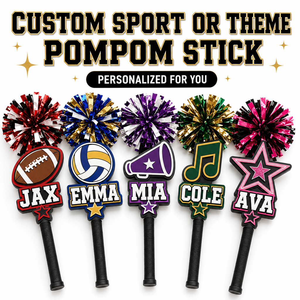 Custom Sport or Theme Pompom Stick – Personalized Team Spirit Cheerstick
