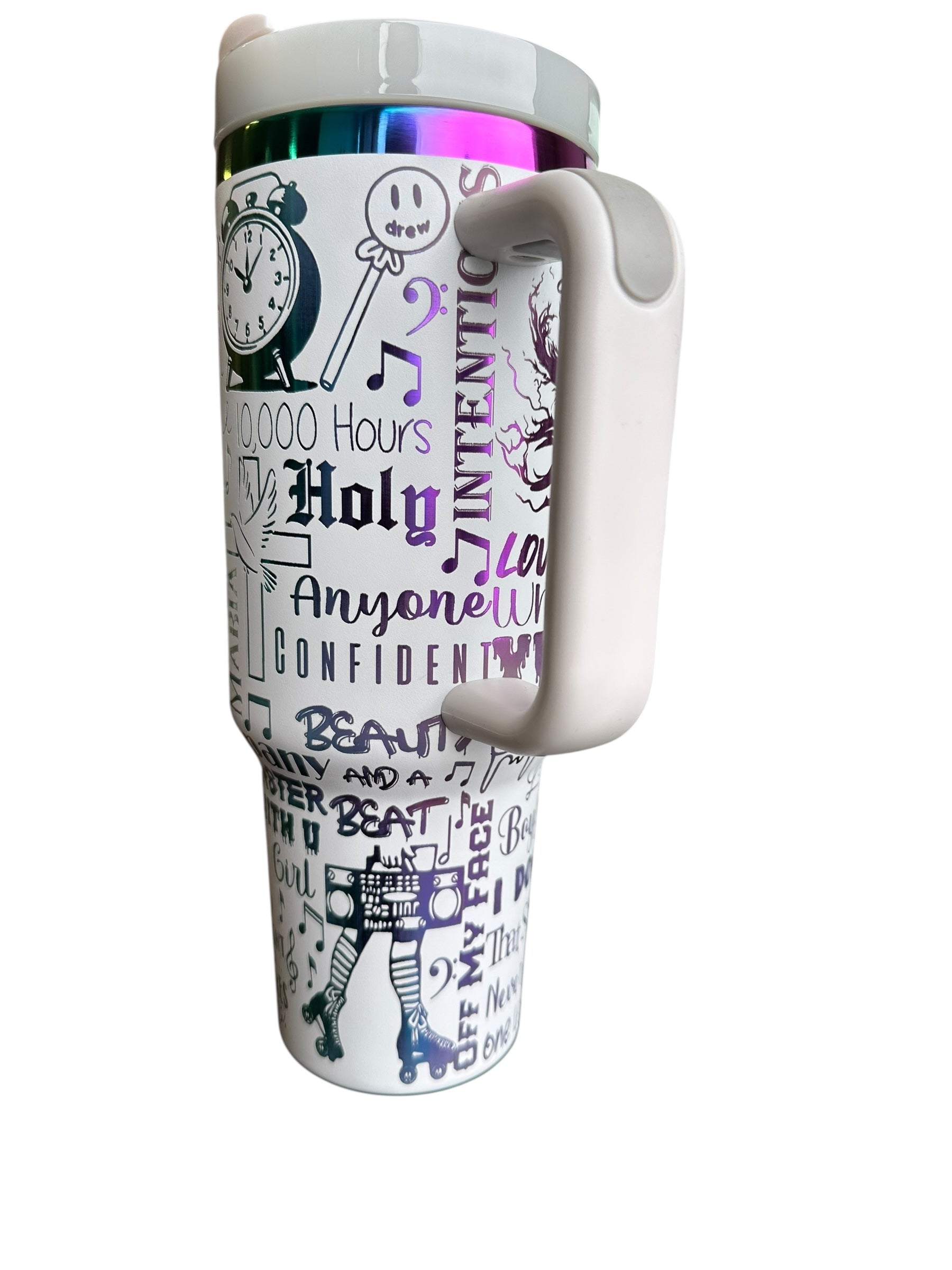 Justin B tumbler- engraved Pop Music tumbler 2.0 - 40oz tumbler with handle - Album Tumbler