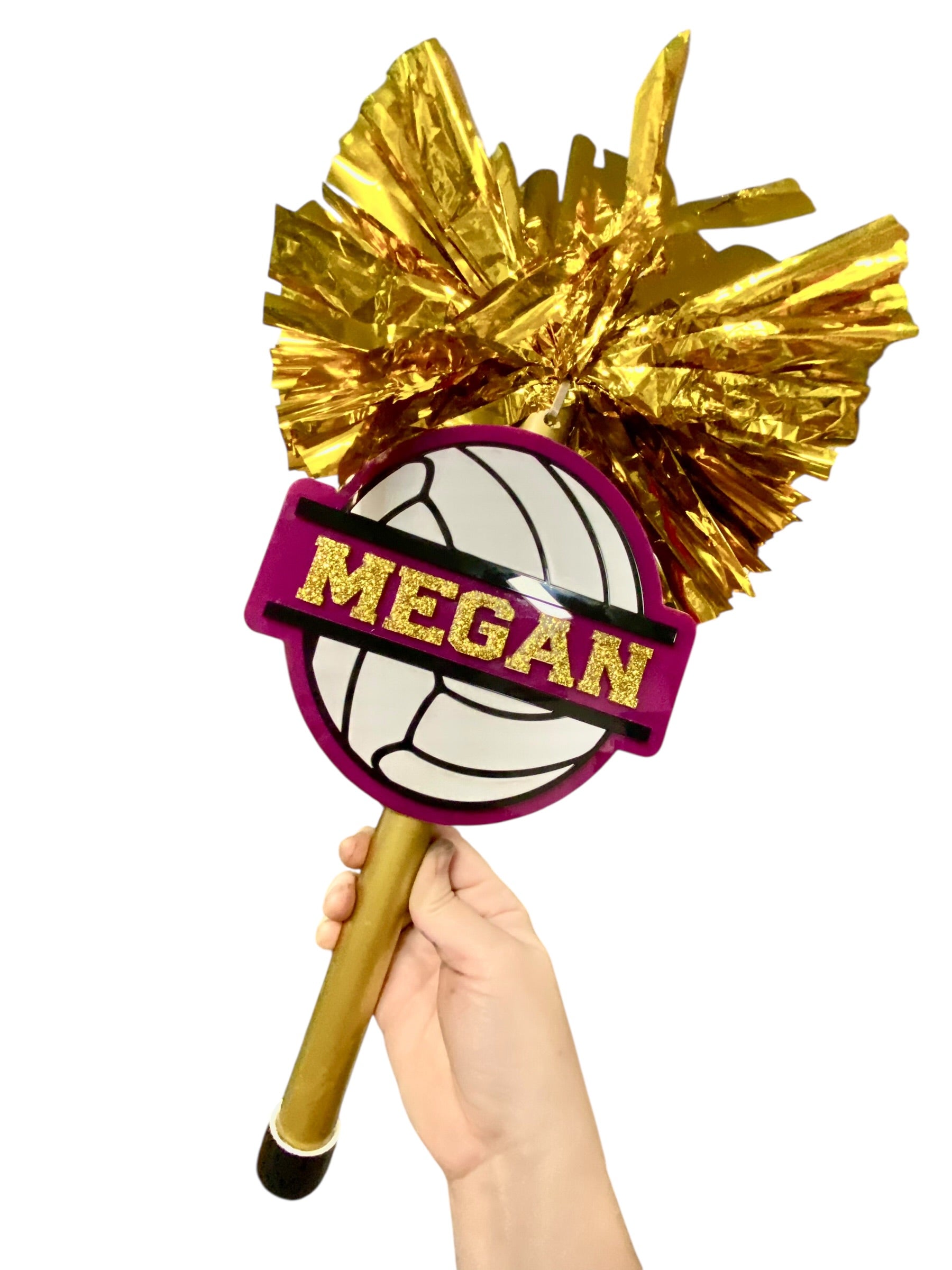 Split Volleyball Cheerstick Noise Maker | Personalized Volleyball Spirit Shaker | Volleyball Mom Cheer Stick | Team Spirit Pom Pom Cheerstick | Custom Name Volleyball Prop