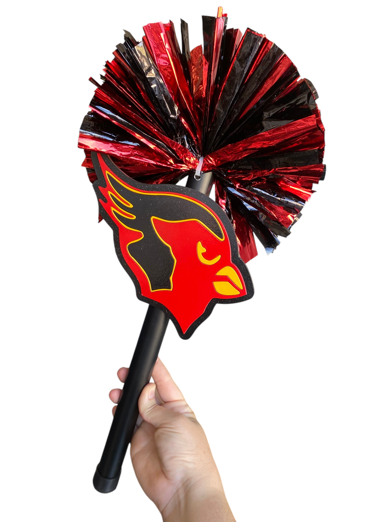 Custom Logo Pompom Stick | Personalized 3D Printed Team Spirit Stick | School Mascot, Team Logo & Business Logo Cheer Stick