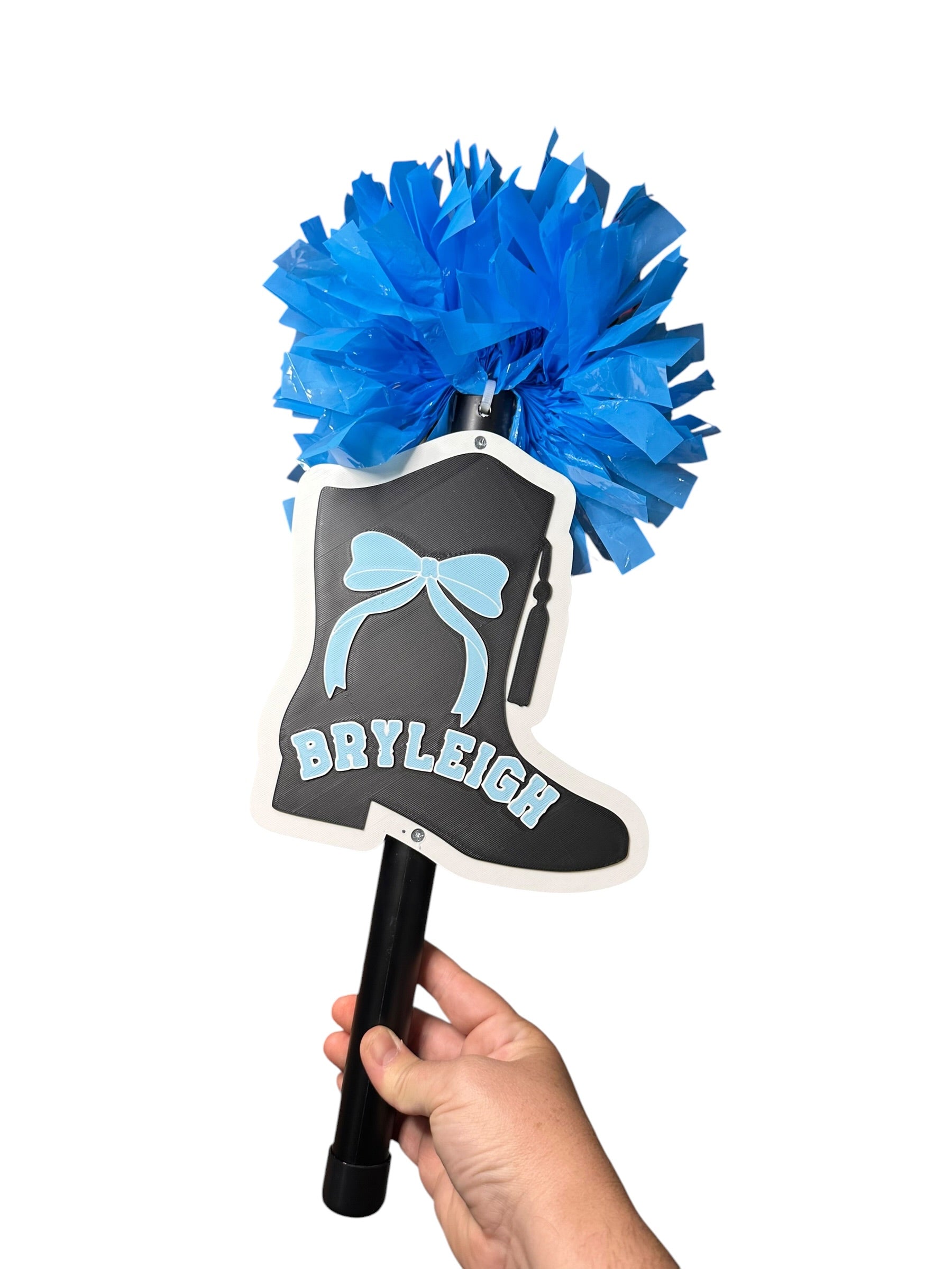 Personalized Drill Team Pompom Stick – Custom 3D Printed Boot Spirit Stick