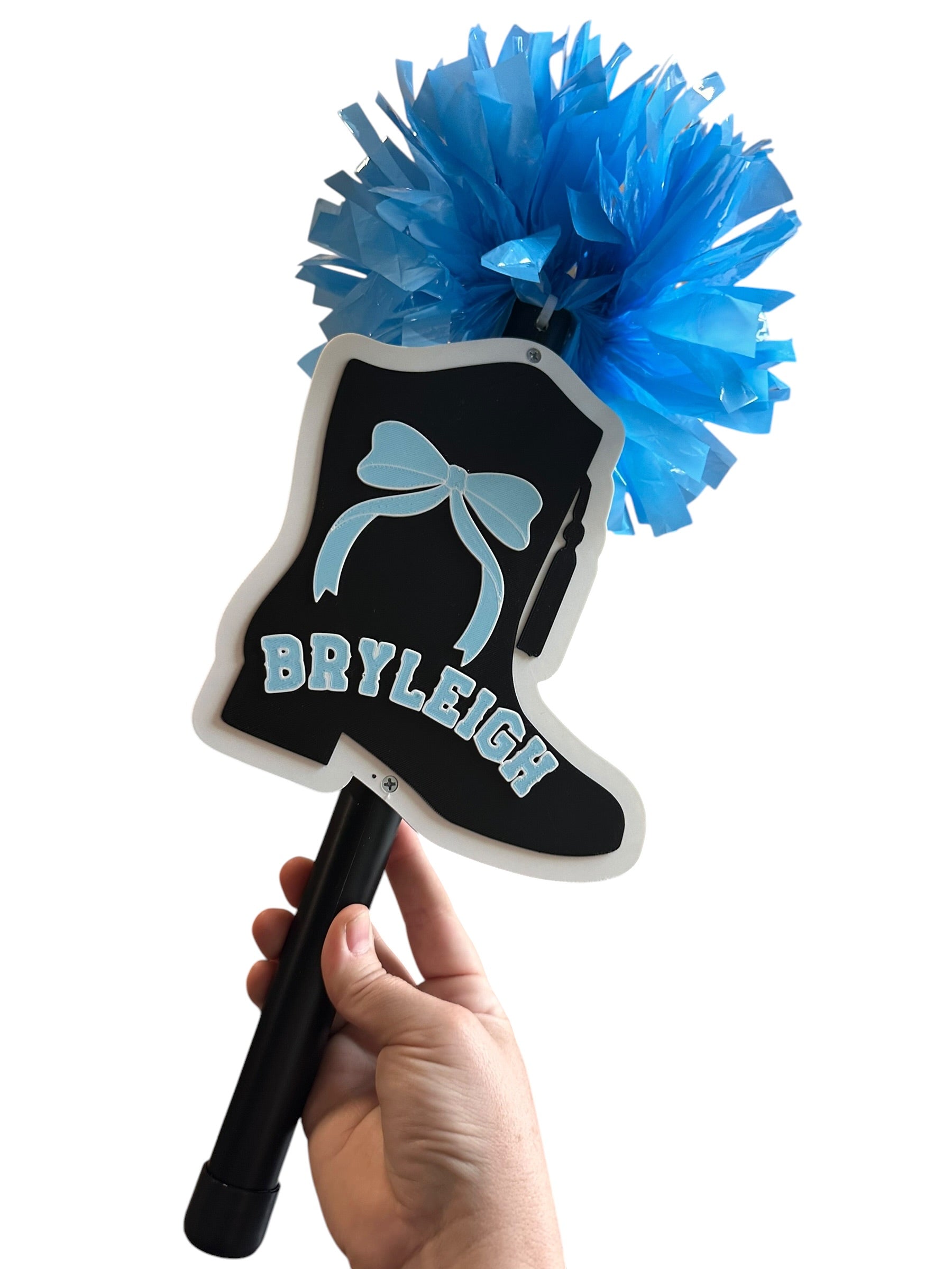 Personalized Drill Team Pompom Stick – Custom 3D Printed Boot Spirit Stick