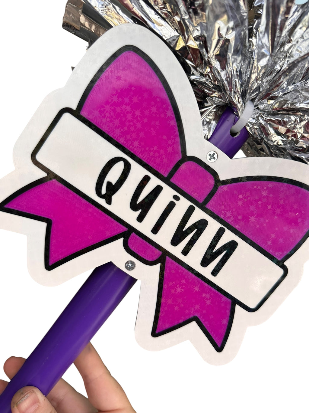 Personalized 3D Printed Bow Pompom Stick | Custom Cheer Bow Spirit Stick | Cheerleader Gift | Team Spirit Accessory