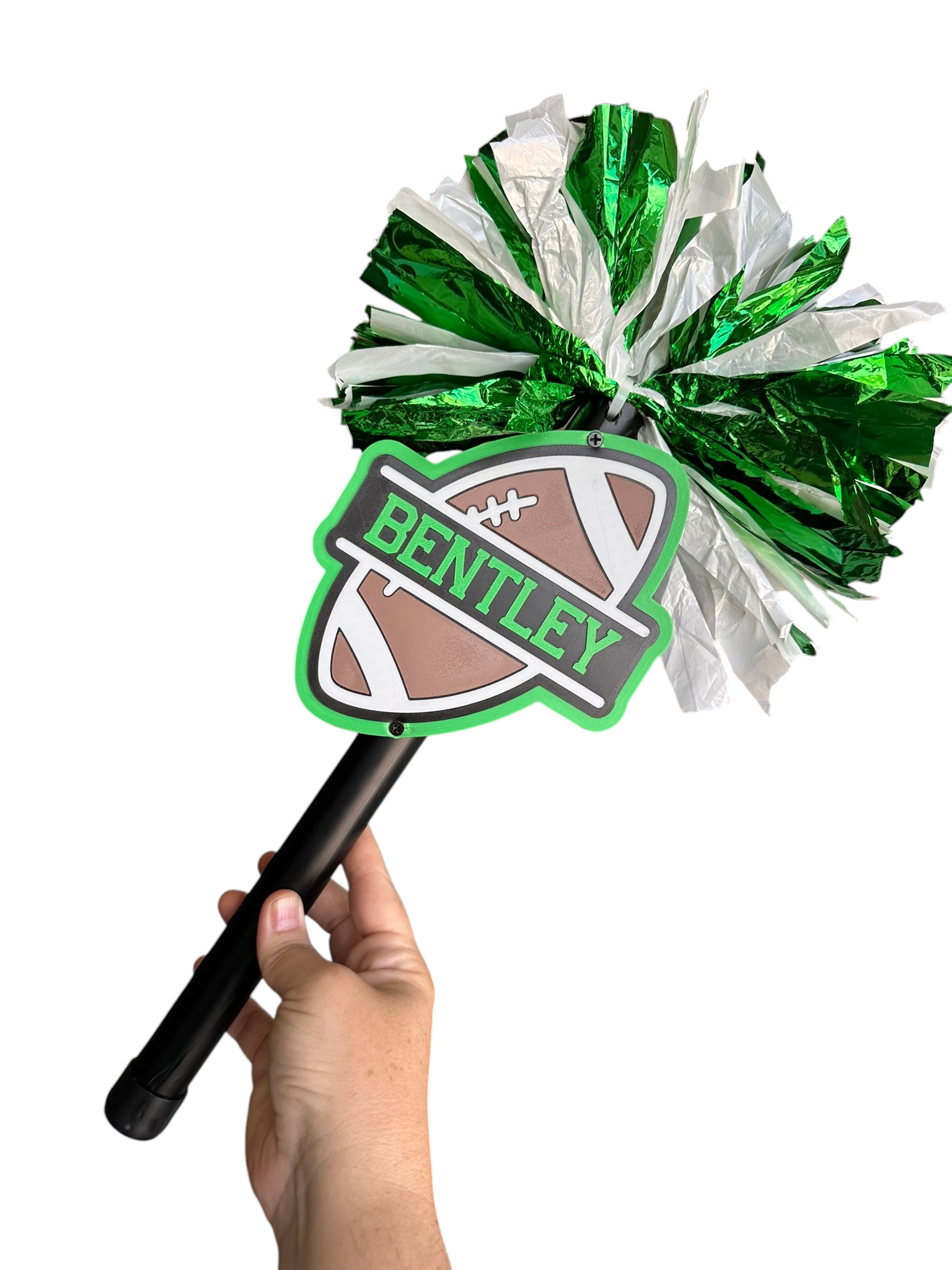 Personalized Football Pompom Stick | Custom Team Spirit Stick | Football Cheer Accessory